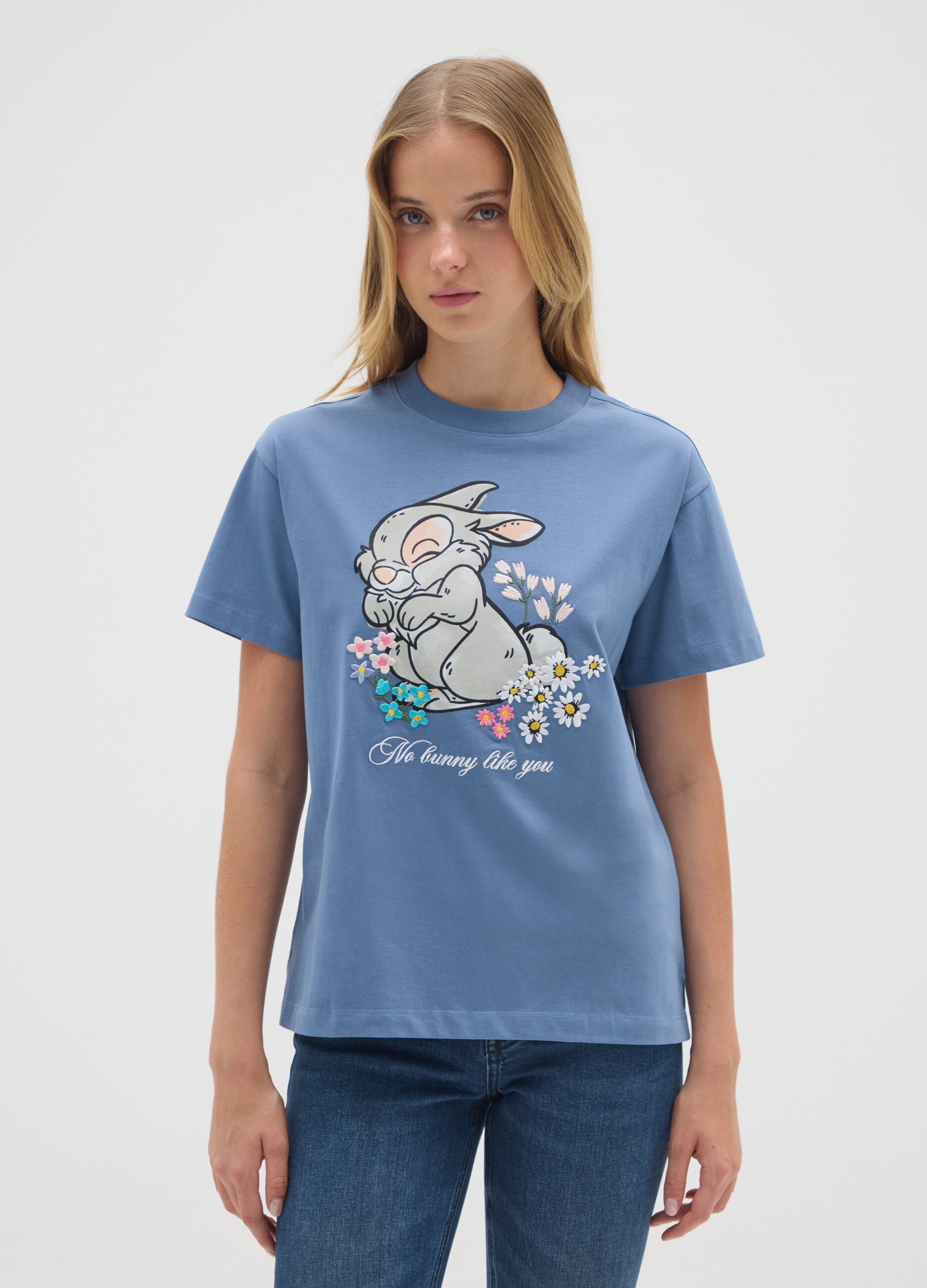 T-shirt in puro cotone blu regular fit
