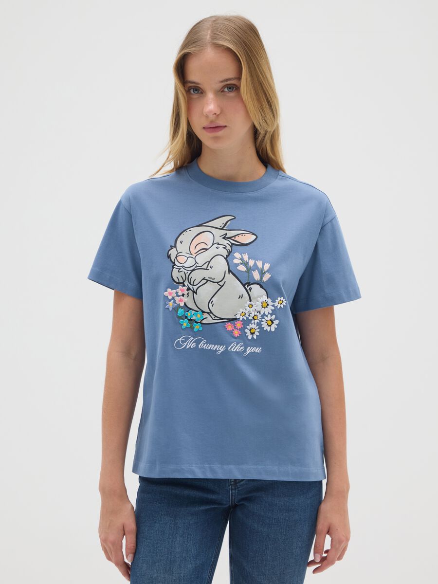 T-shirt in puro cotone blu regular fit_0