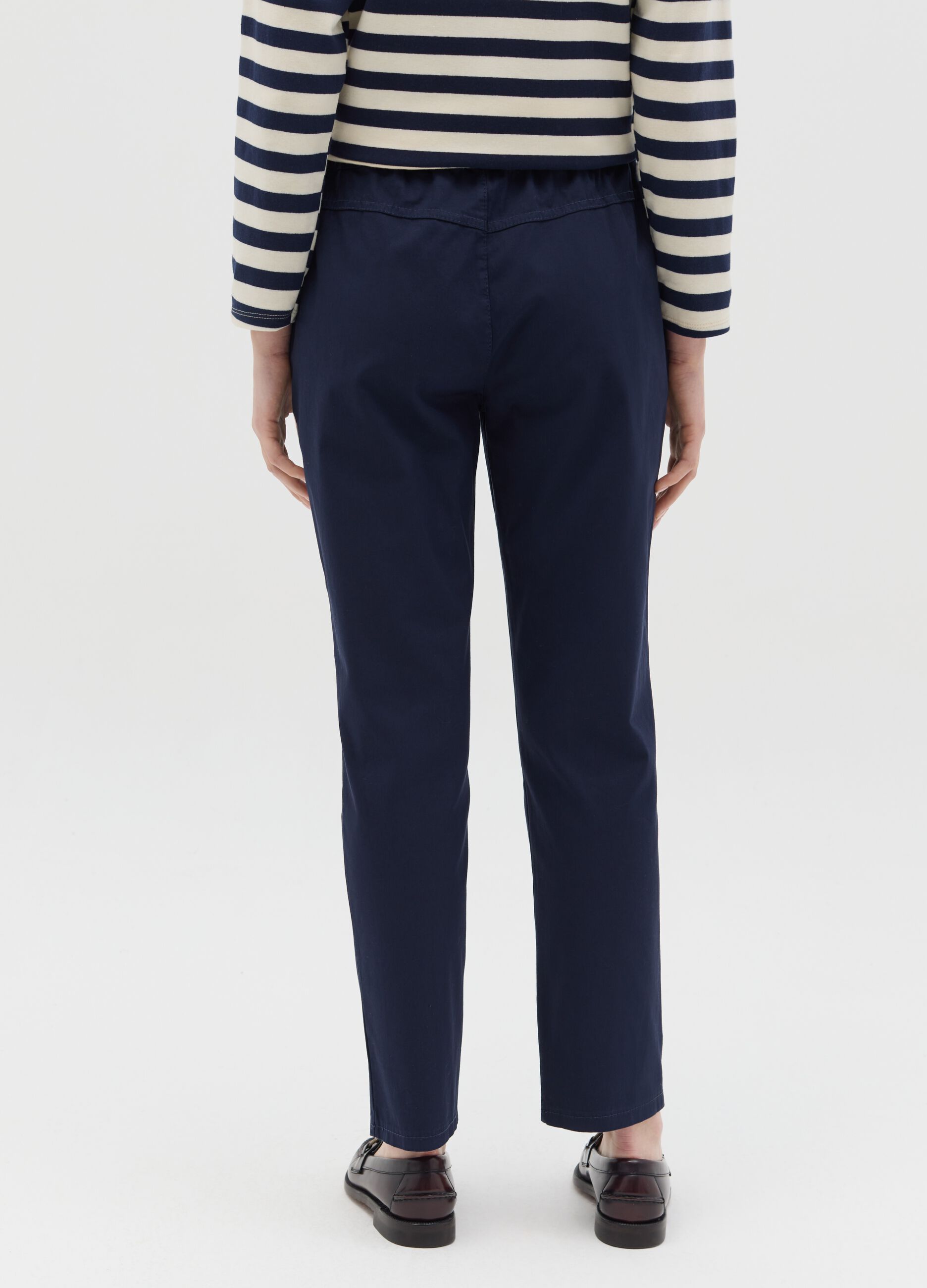 Blue trousers in stretch cotton