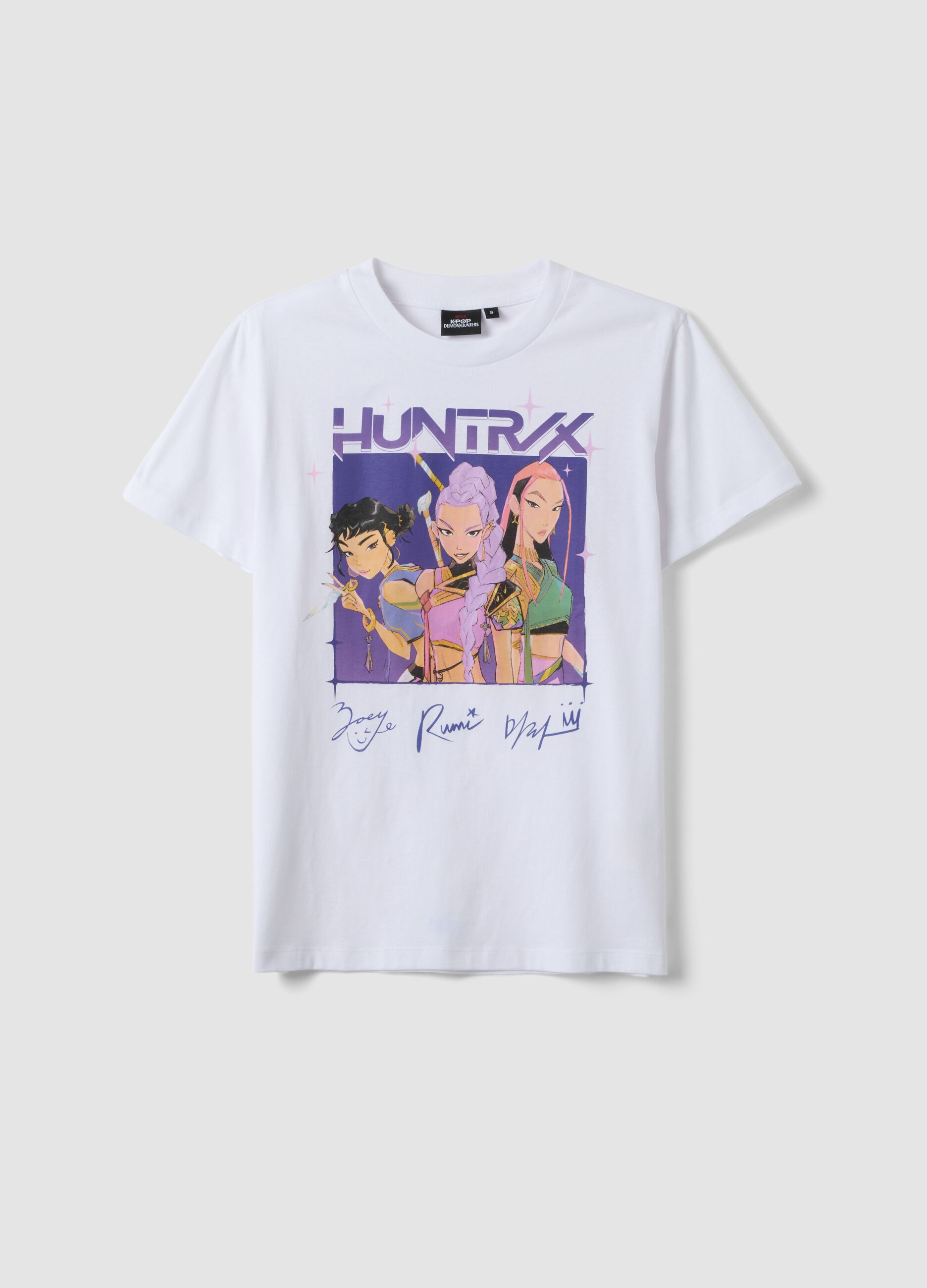 White pure cotton regular fit T-shirt with print