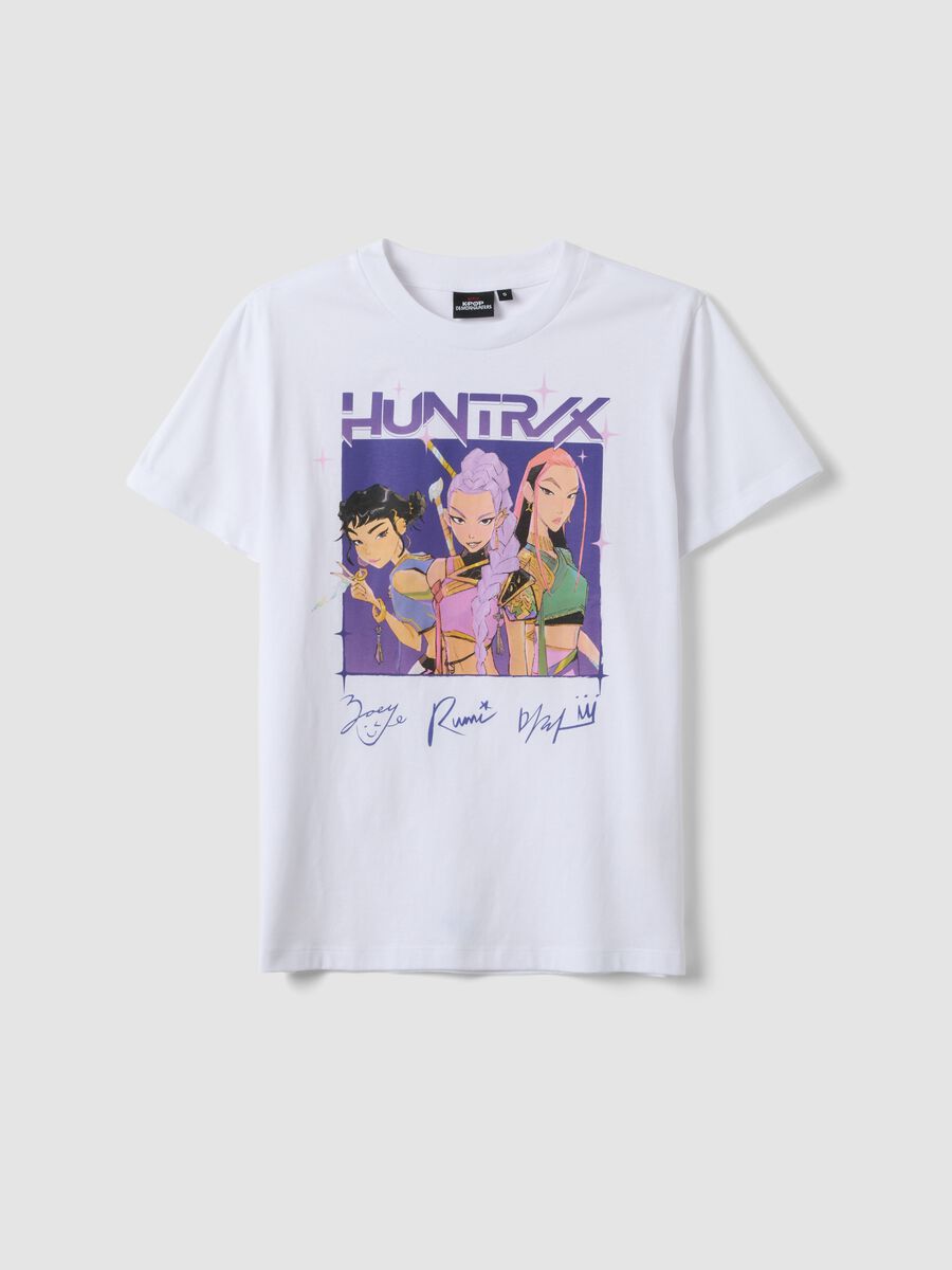 White pure cotton regular fit T-shirt with print_0