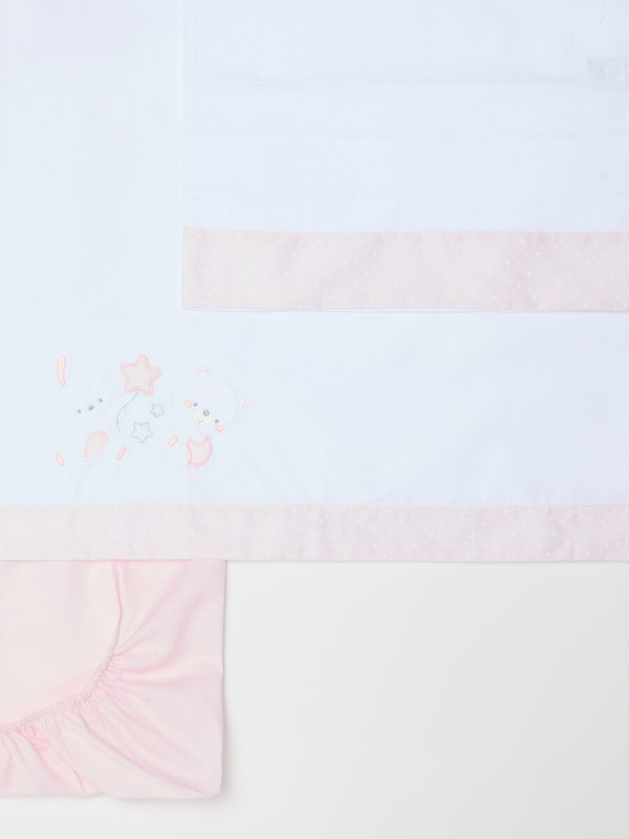 Three-piece crib set in cotton with animals patch_1