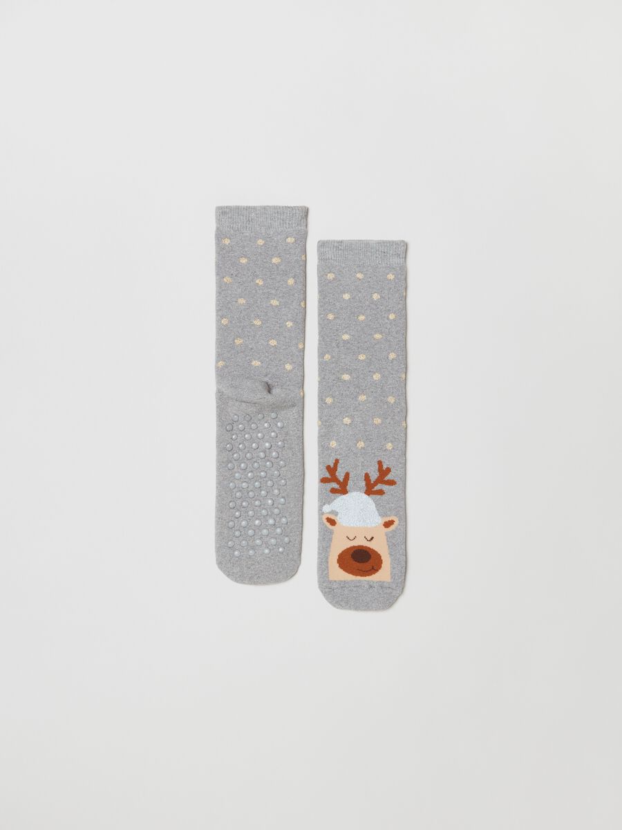 Calze antiscivolo con lurex e Renna Rudolph_1