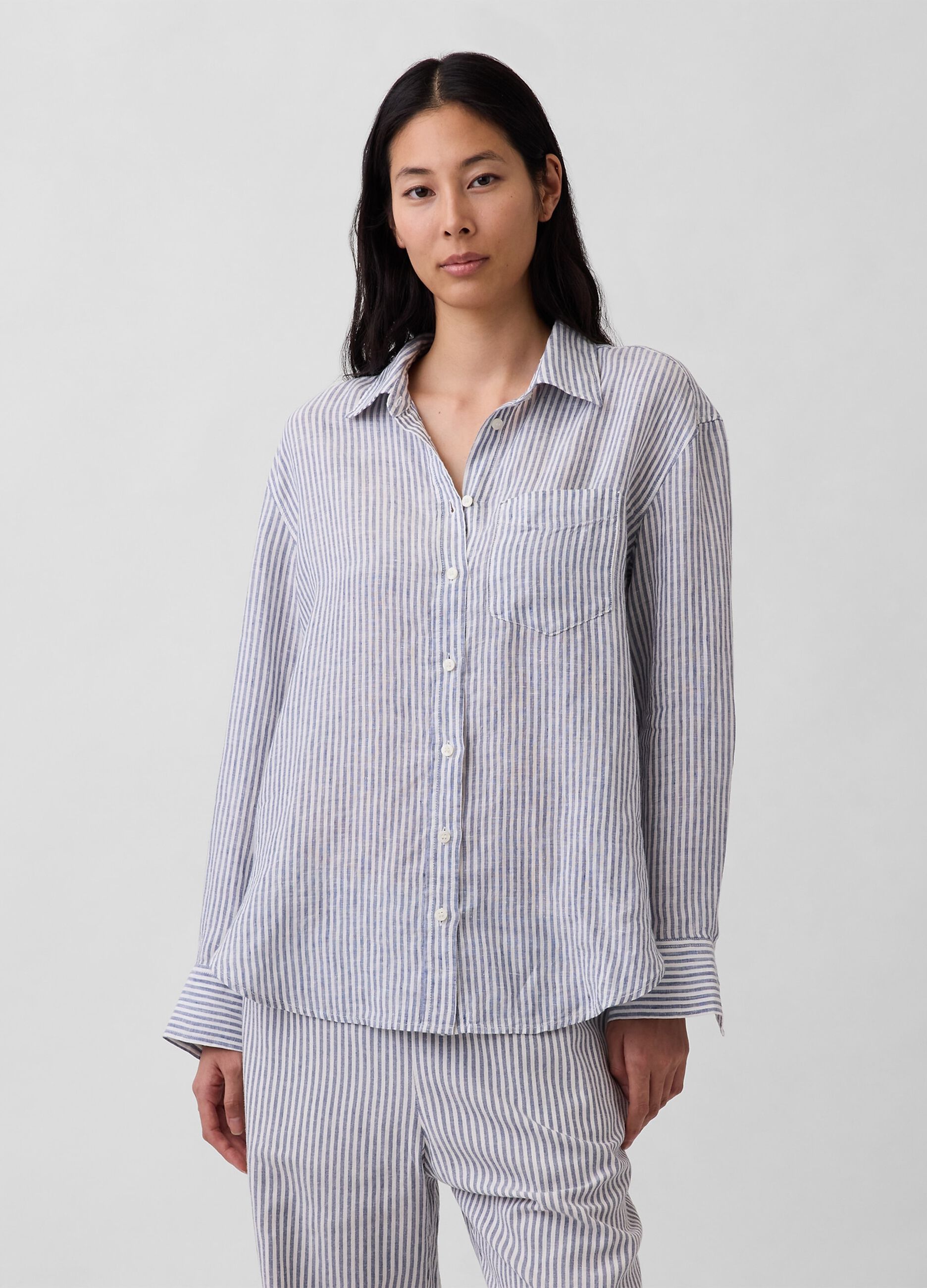 Pure linen striped shirt