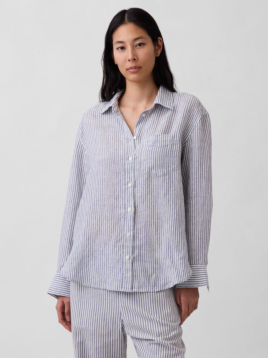 Pure linen striped shirt_0