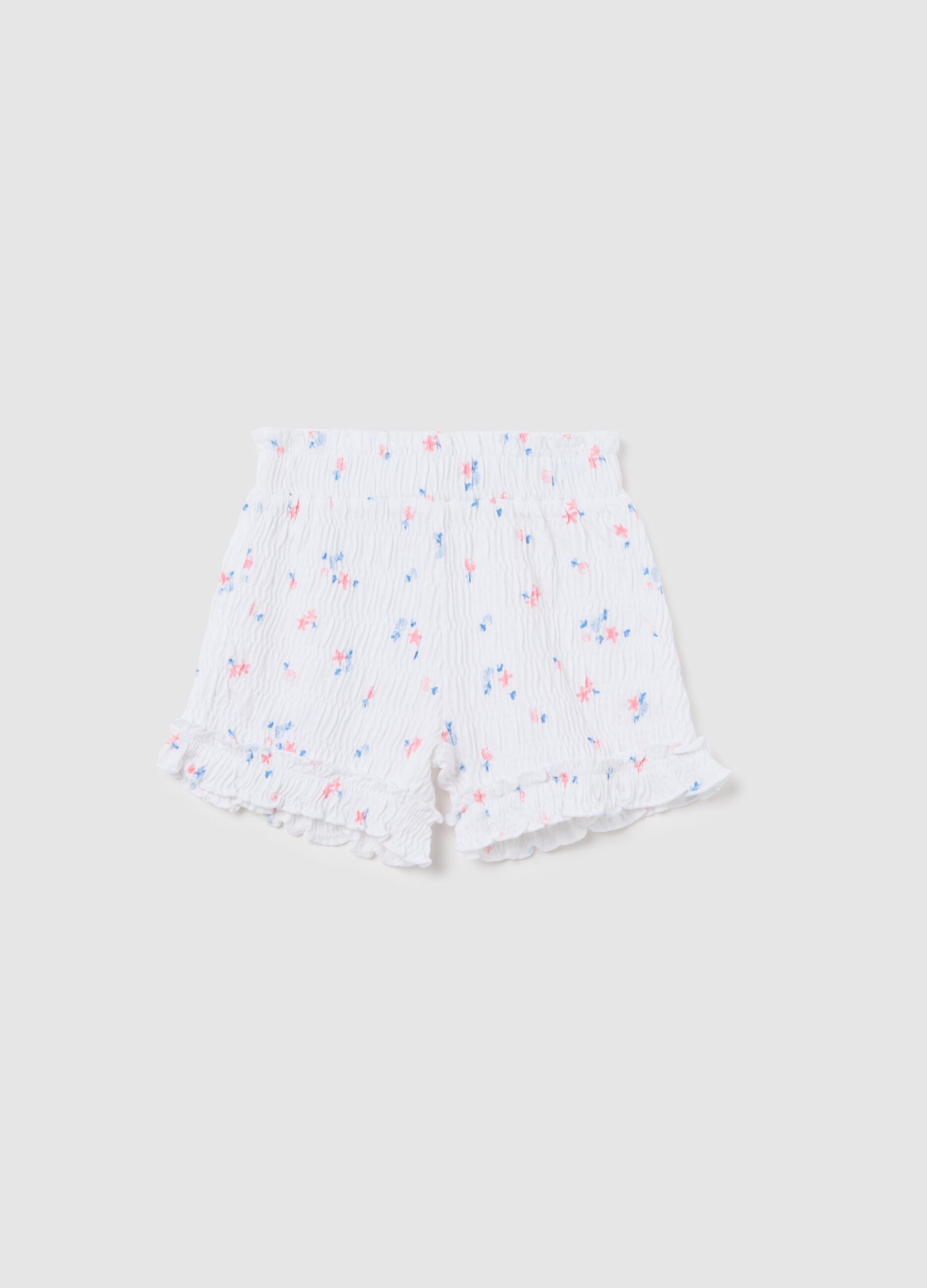 Girls’ shorts in white cotton blend with regular fit