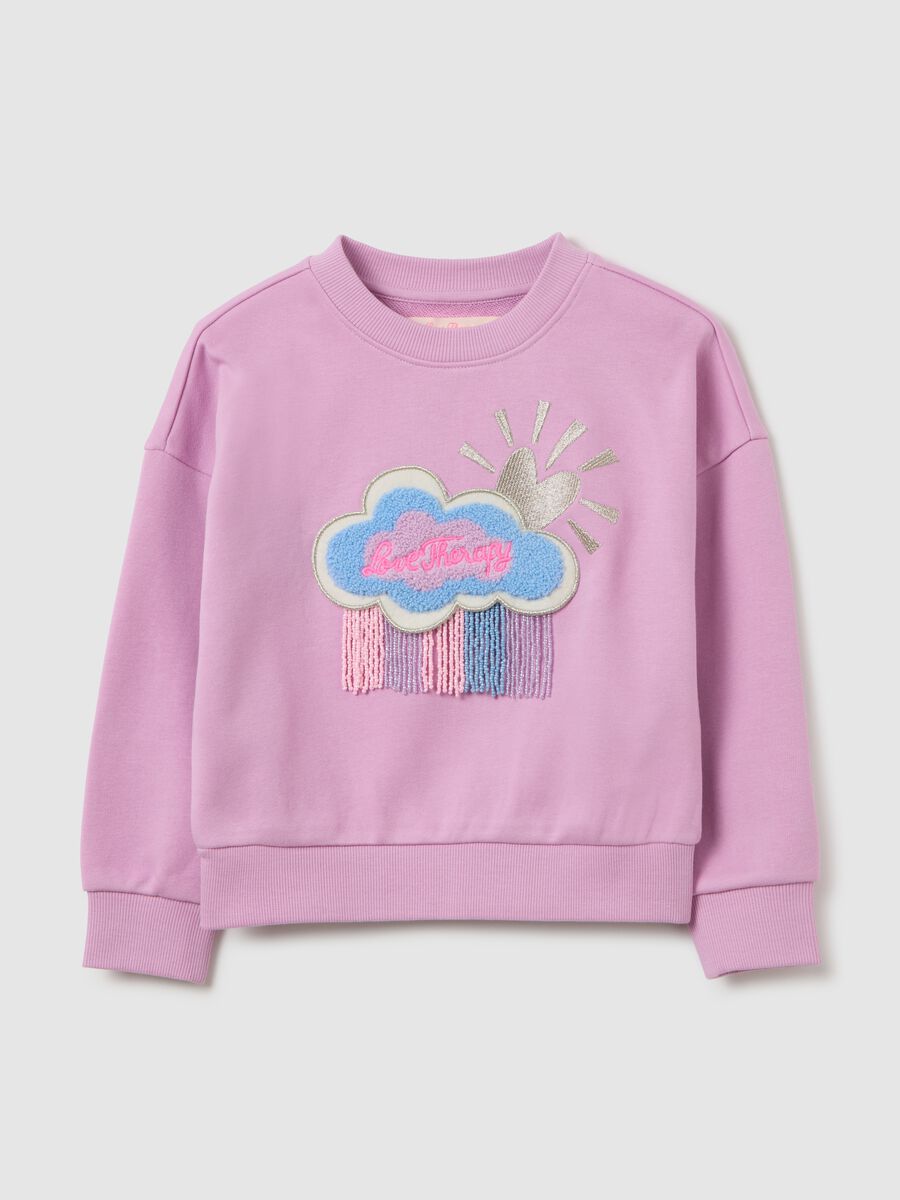 Girls' oversized pink cotton blend sweatshirt_0