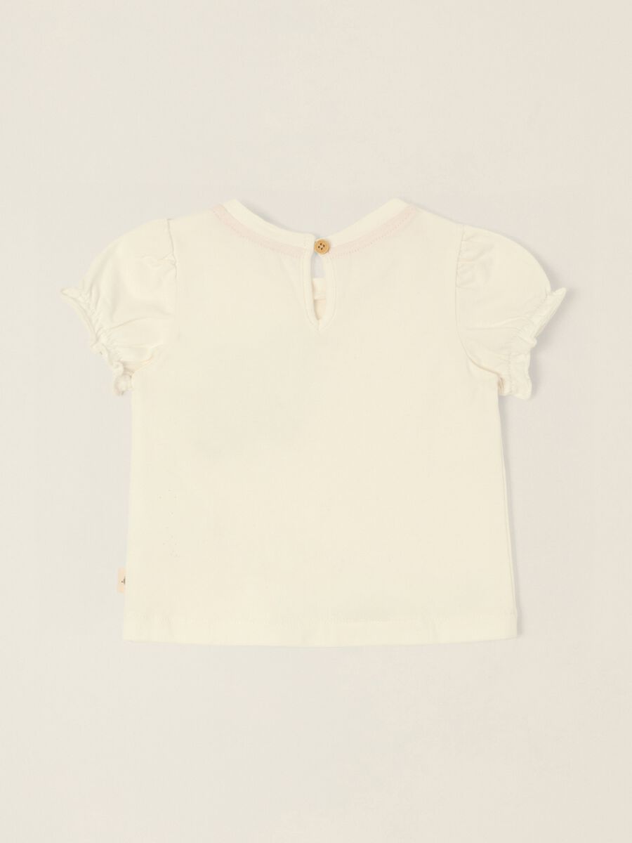 White baby girl stretch cotton T-shirt with heart detail, regular fit_2
