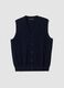 Navy blue pure merino wool V-neck gilet_0