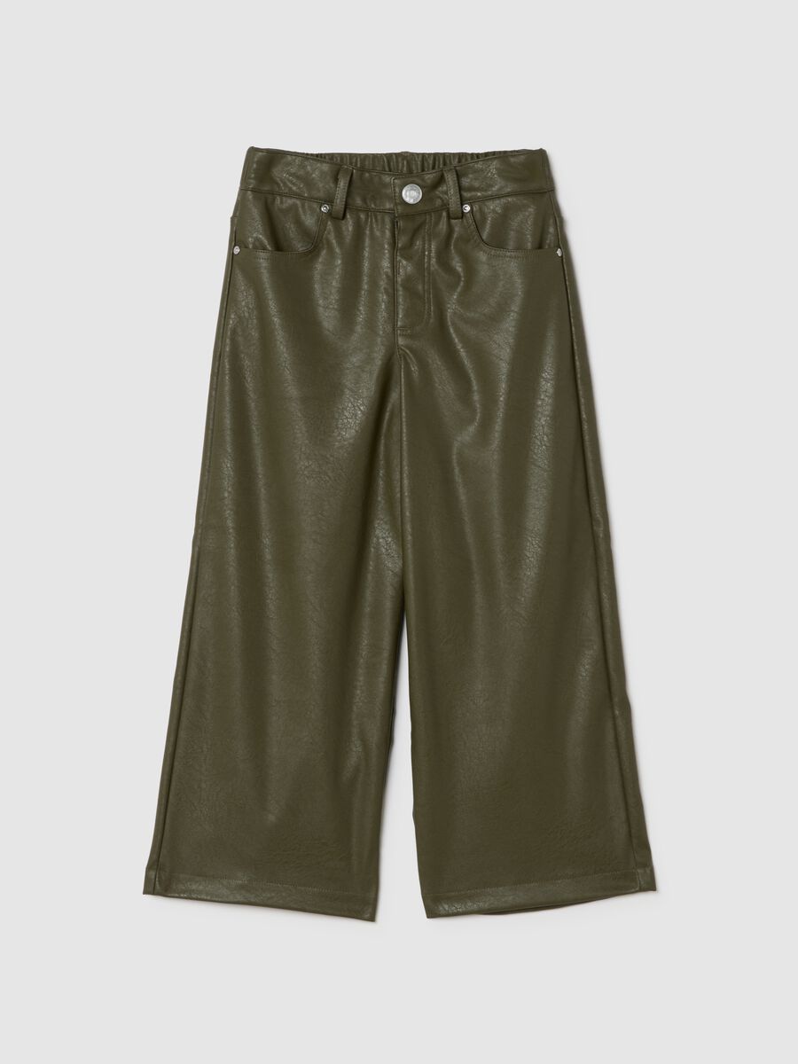 Green faux leather trousers_0
