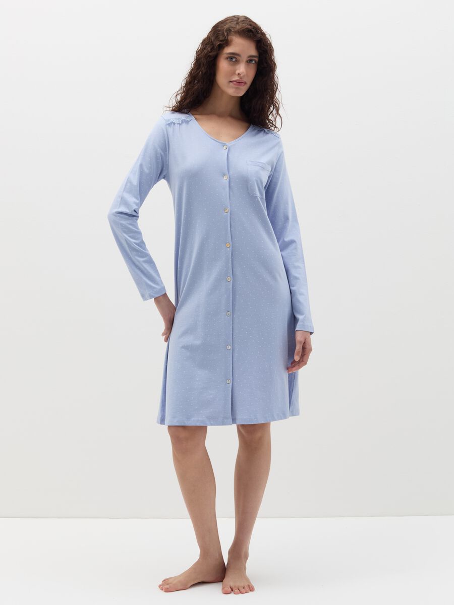 Micro dot nightshirt with buttons_0
