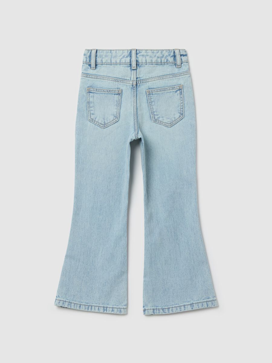 Flare-fit jeans with five pockets and butterflies embroidery_1