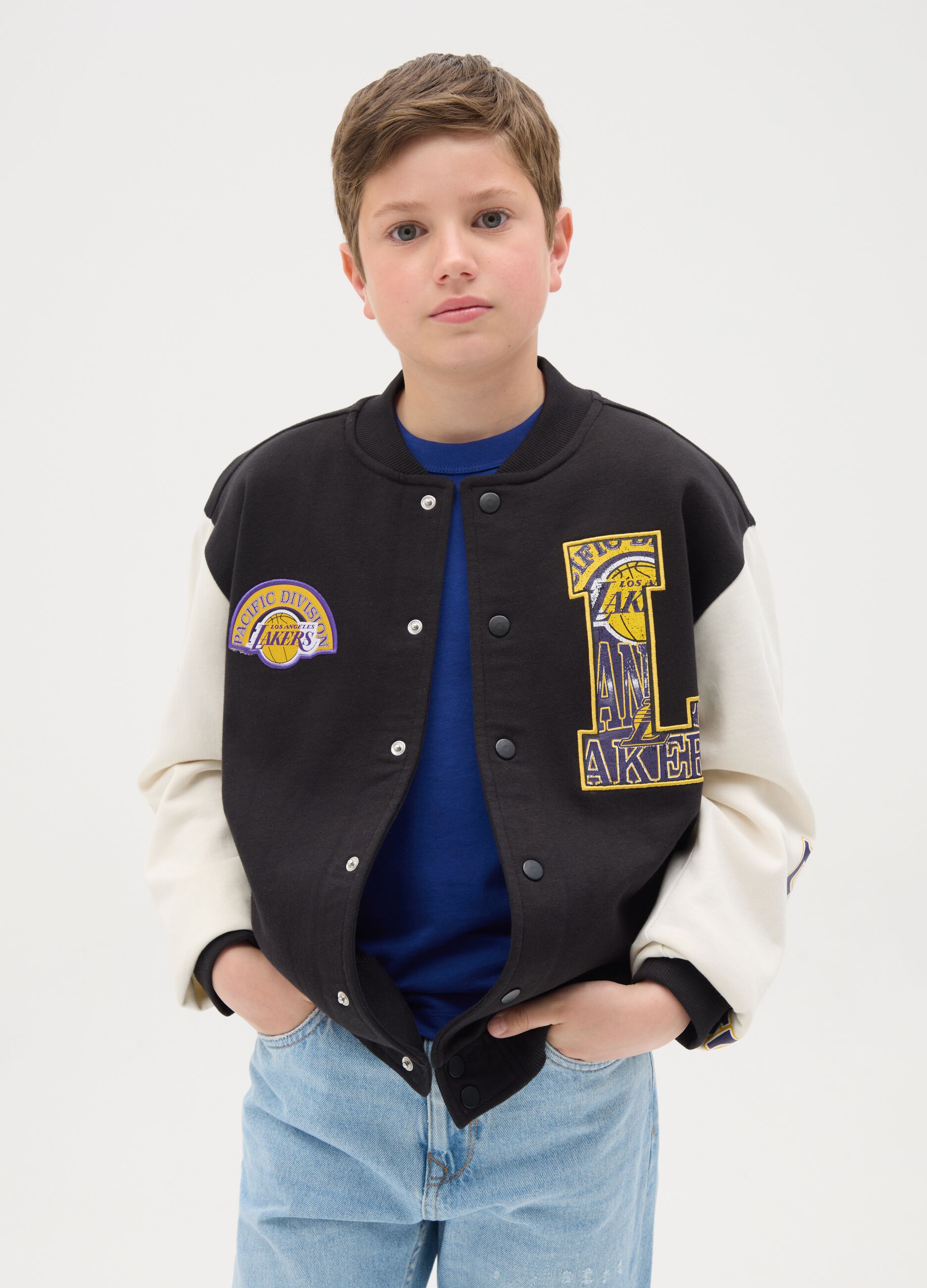 Bomber varsity patch e stampa NBA Los Angeles Lakers