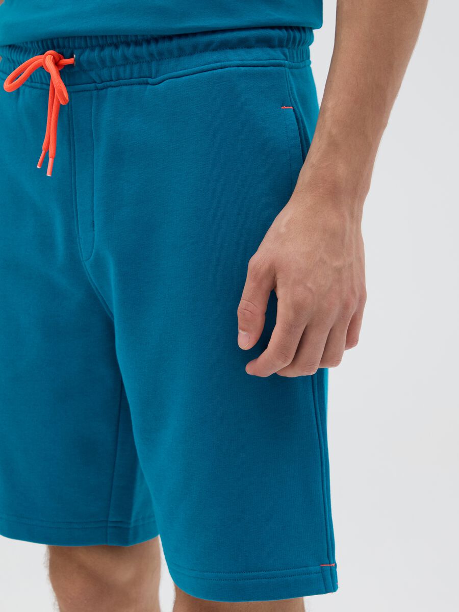 Men's blue cotton blend shorts regular fit_2