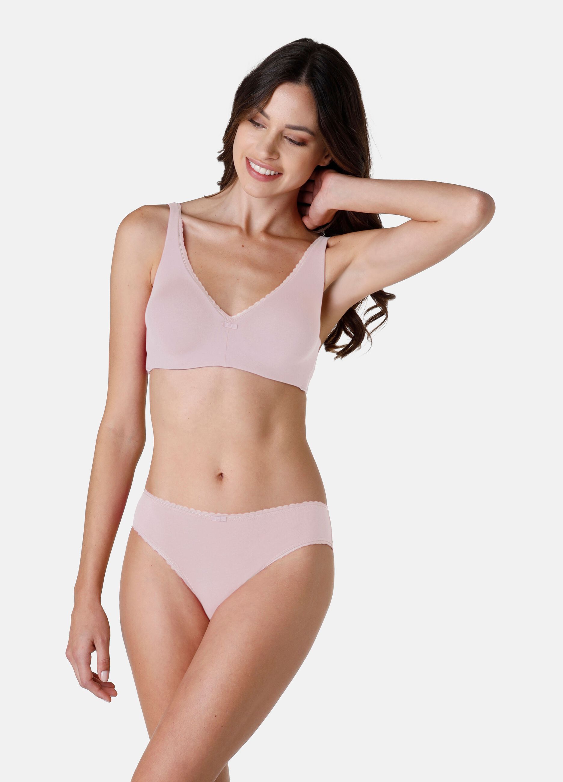 Reggiseno morbido in cotone elasticizzato rosa