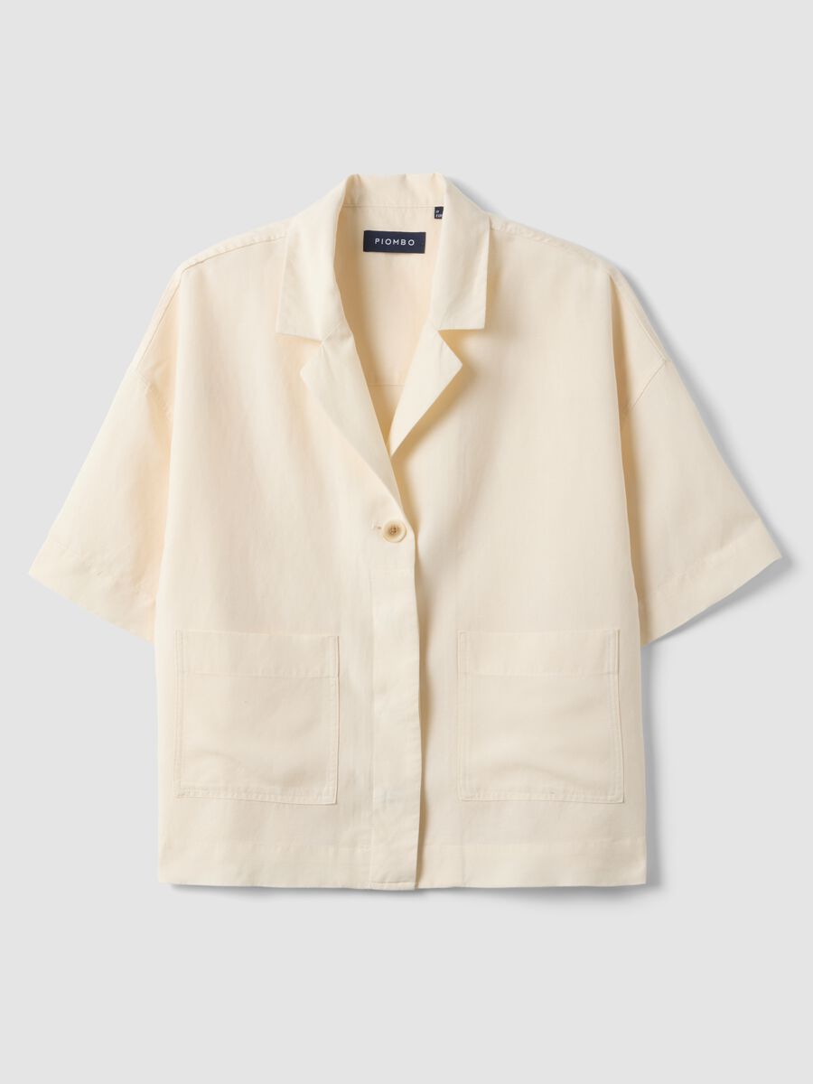 White lyocell-linen blend blazer, regular fit_4