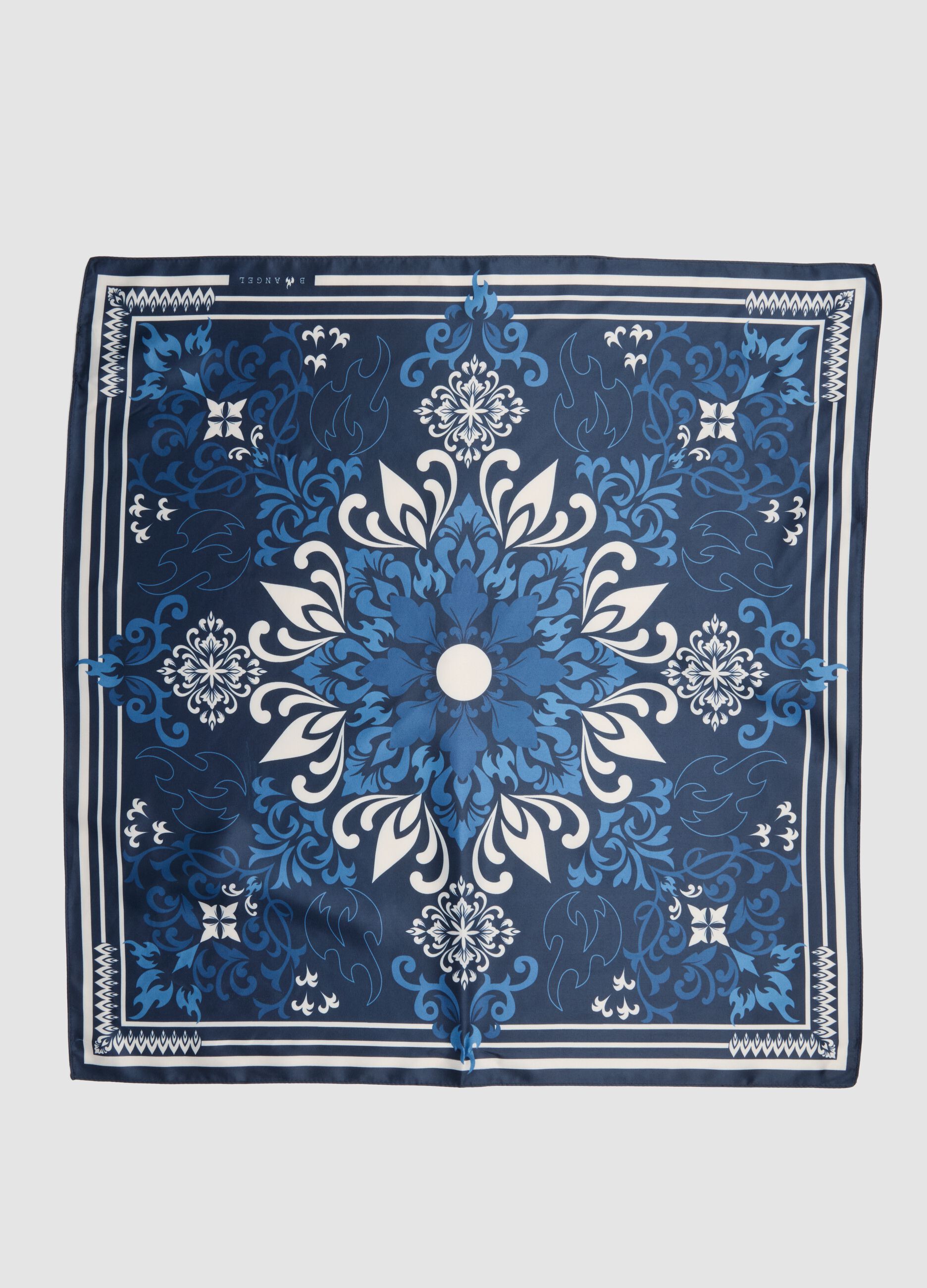 Blue scarf with ornamental print