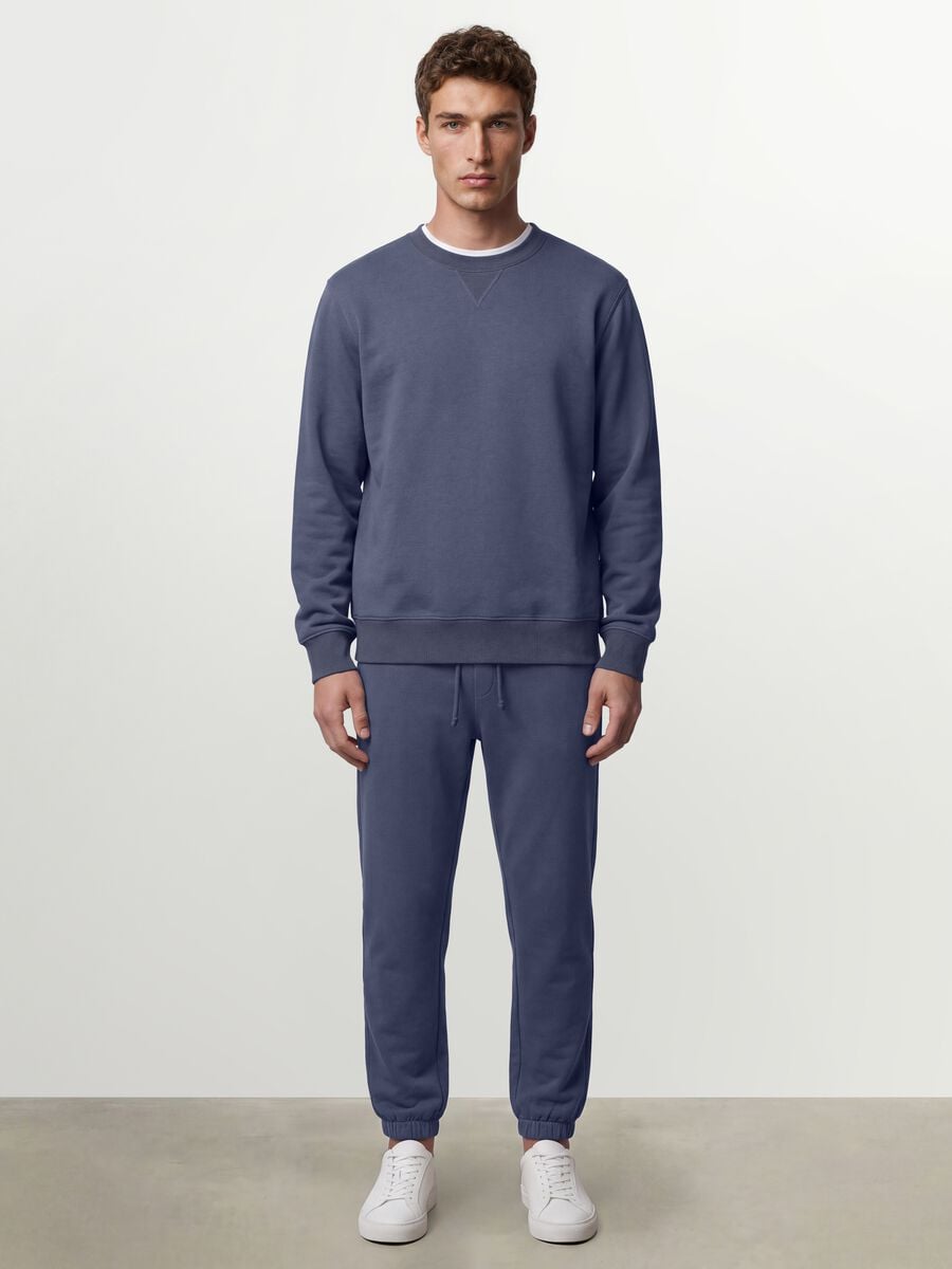 Felpa grigia girocollo in misto cotone regular fit_1