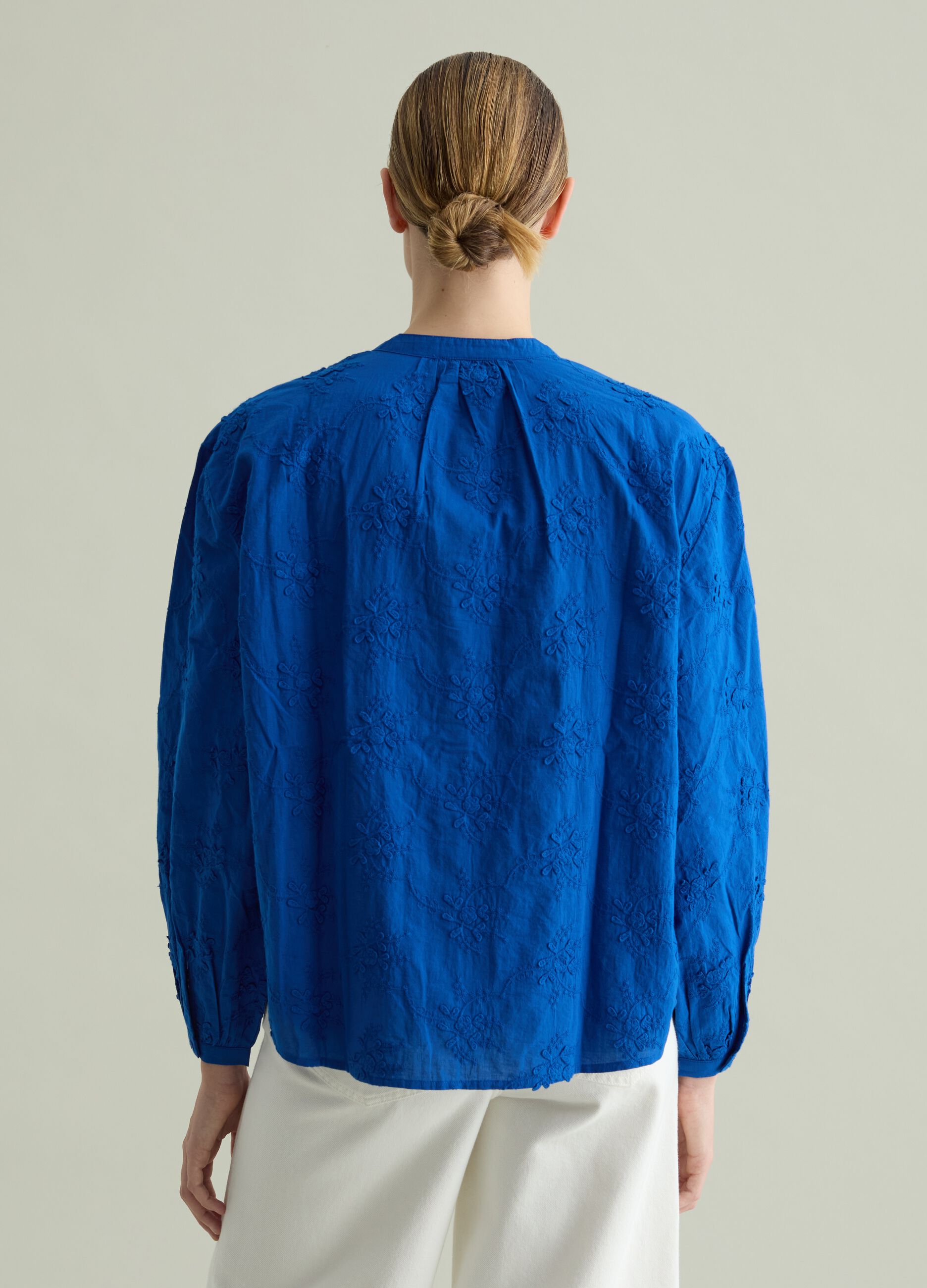 Shirt with all-over floral embroidery