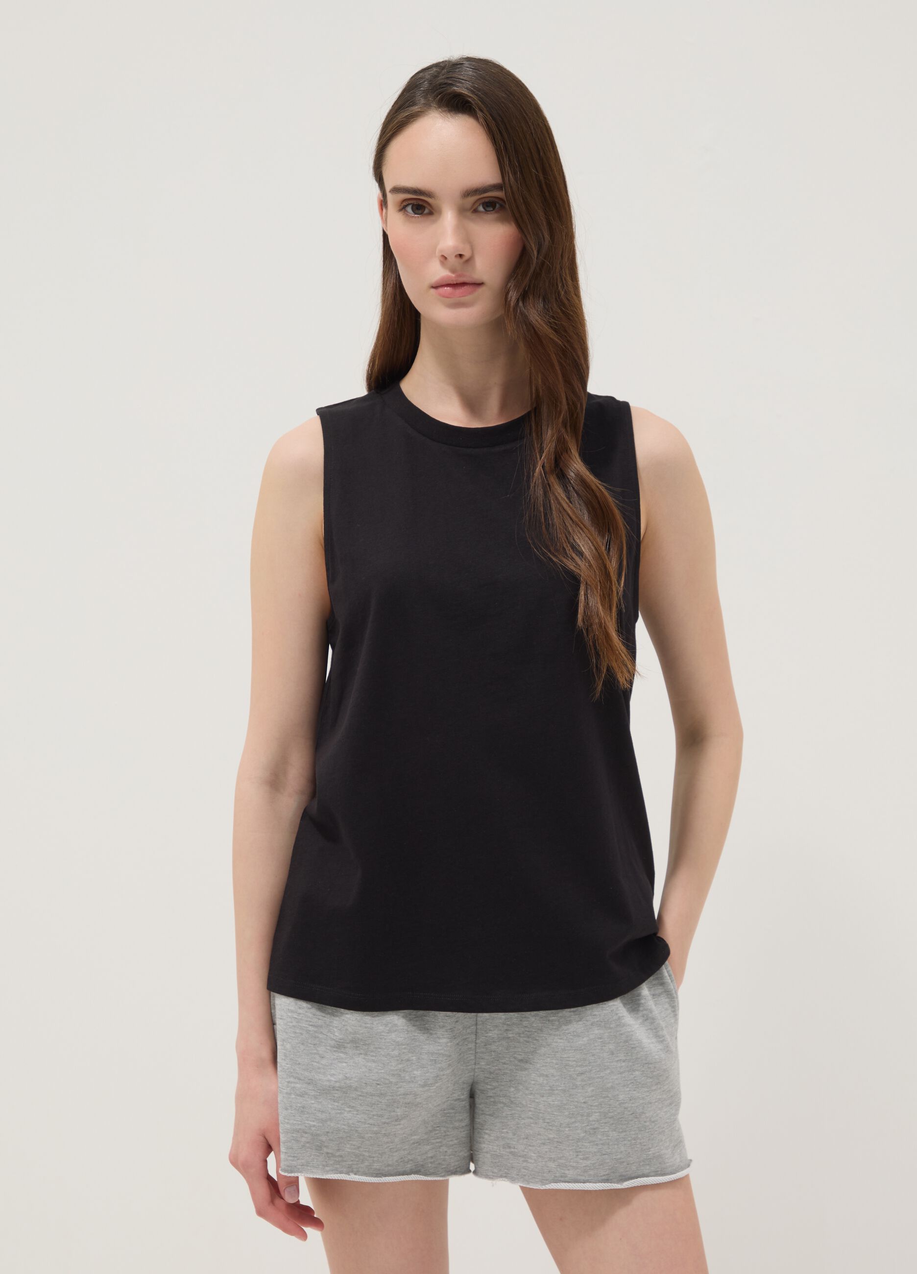 Black pure cotton tank top