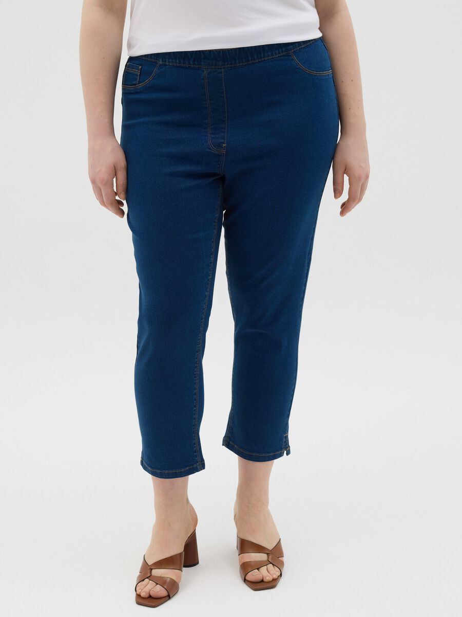 Women’s blue slim-fit jeans in mixed cotton blend_1