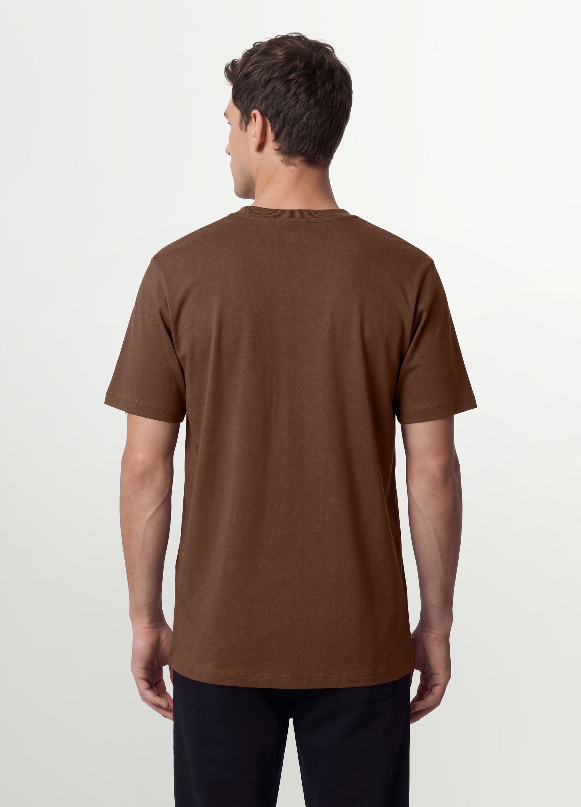 Brown regular-fit organic cotton jersey T-shirt