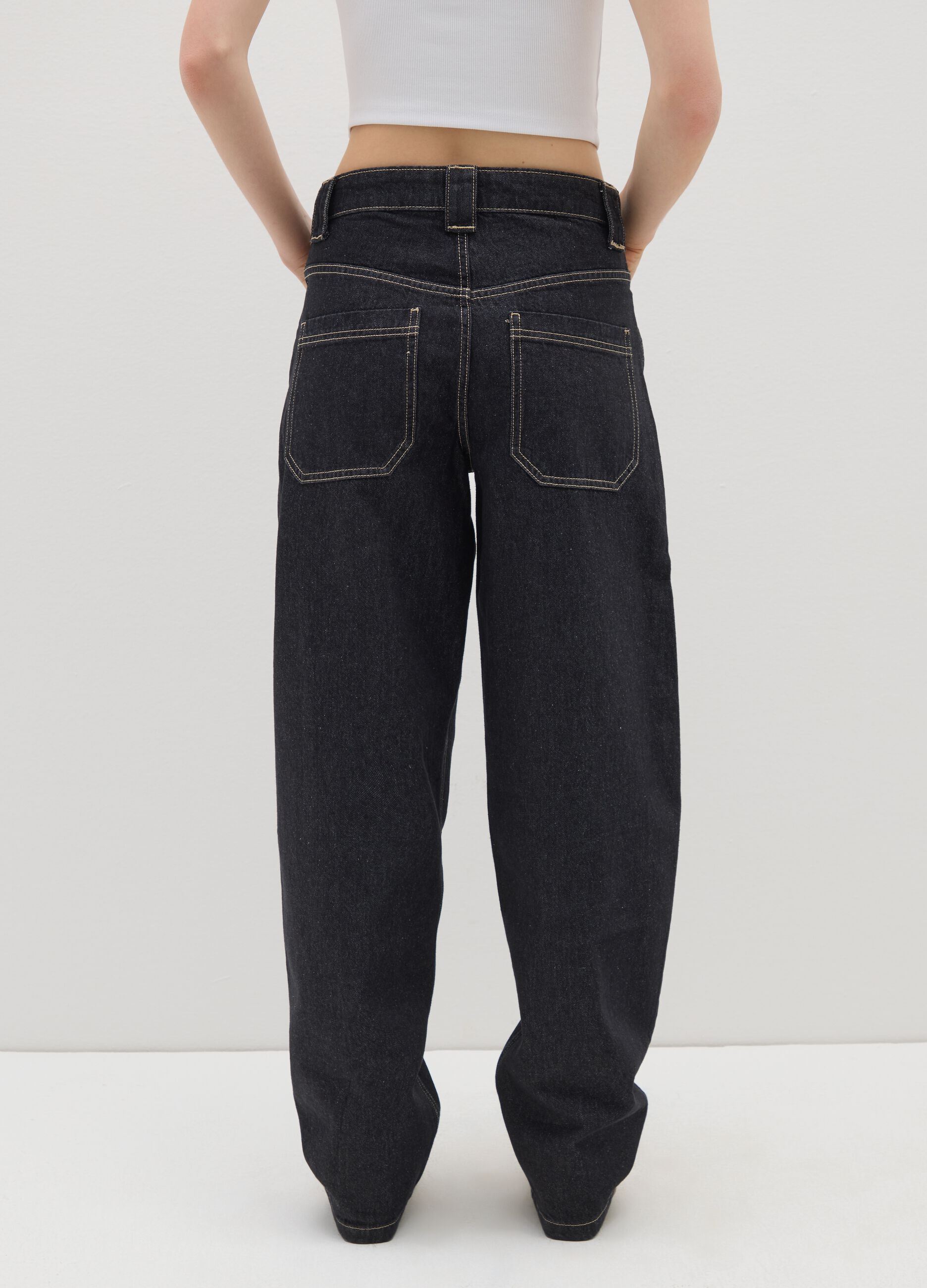 Jeans in puro cotone nero skater