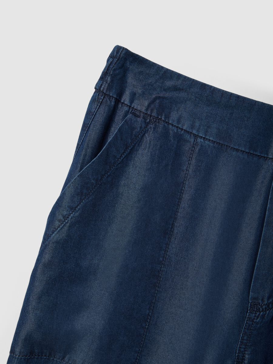Blue denim jeans in 100% lyocell with elasticated waist, relaxed fit_5