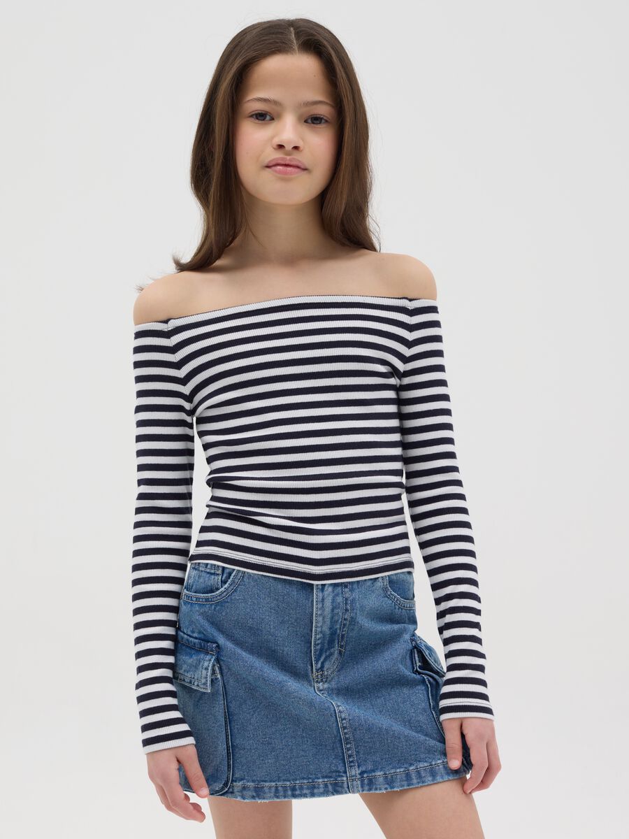 T-shirt maniche lunghe a righe_0