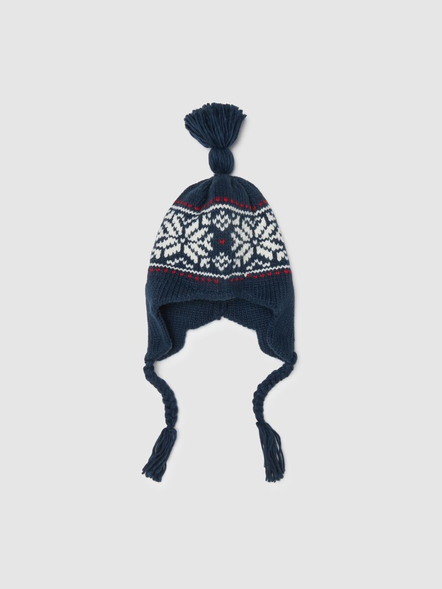Multicolour hat with pom-pom and ear flaps_0
