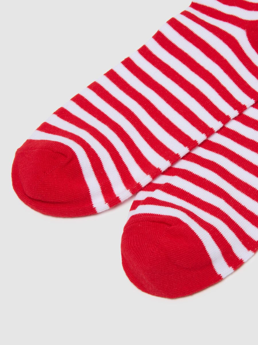 Multicolour Christmas Cotton Blend Striped Socks with Santa Claus_1