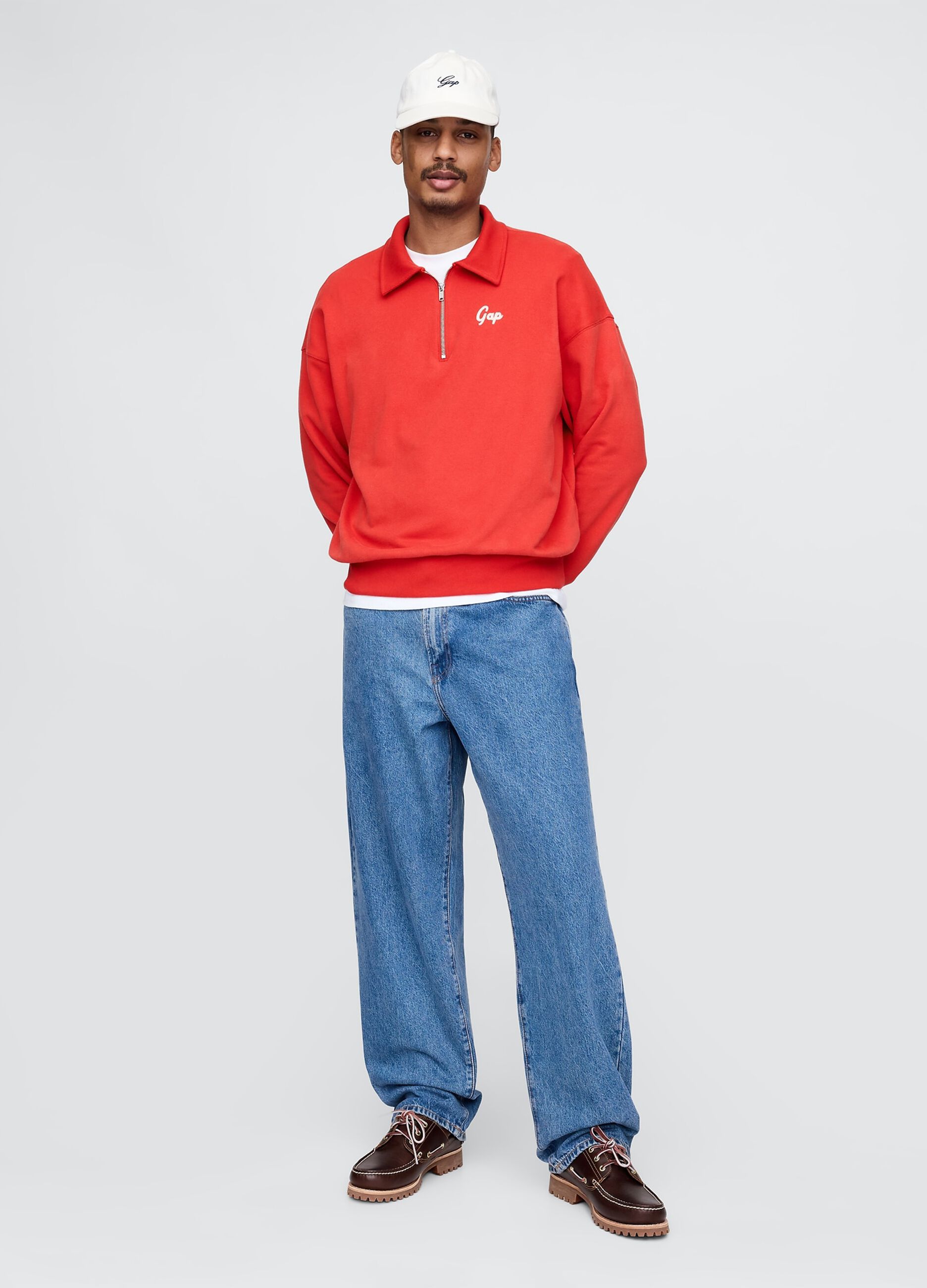 Red Gap Sweatshirt with Collar and Zip