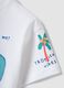 T-shirt bianca a maniche corte in puro cotone con stampa coccodrillo per bimbo over fit_2