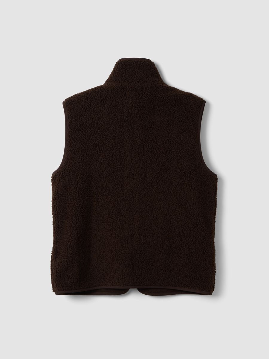 Gilet marrone con colletto regular fit effetto teddy_6