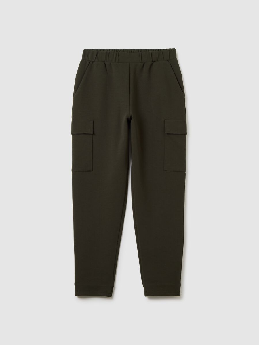 Regular fit brown cotton blend trousers_5
