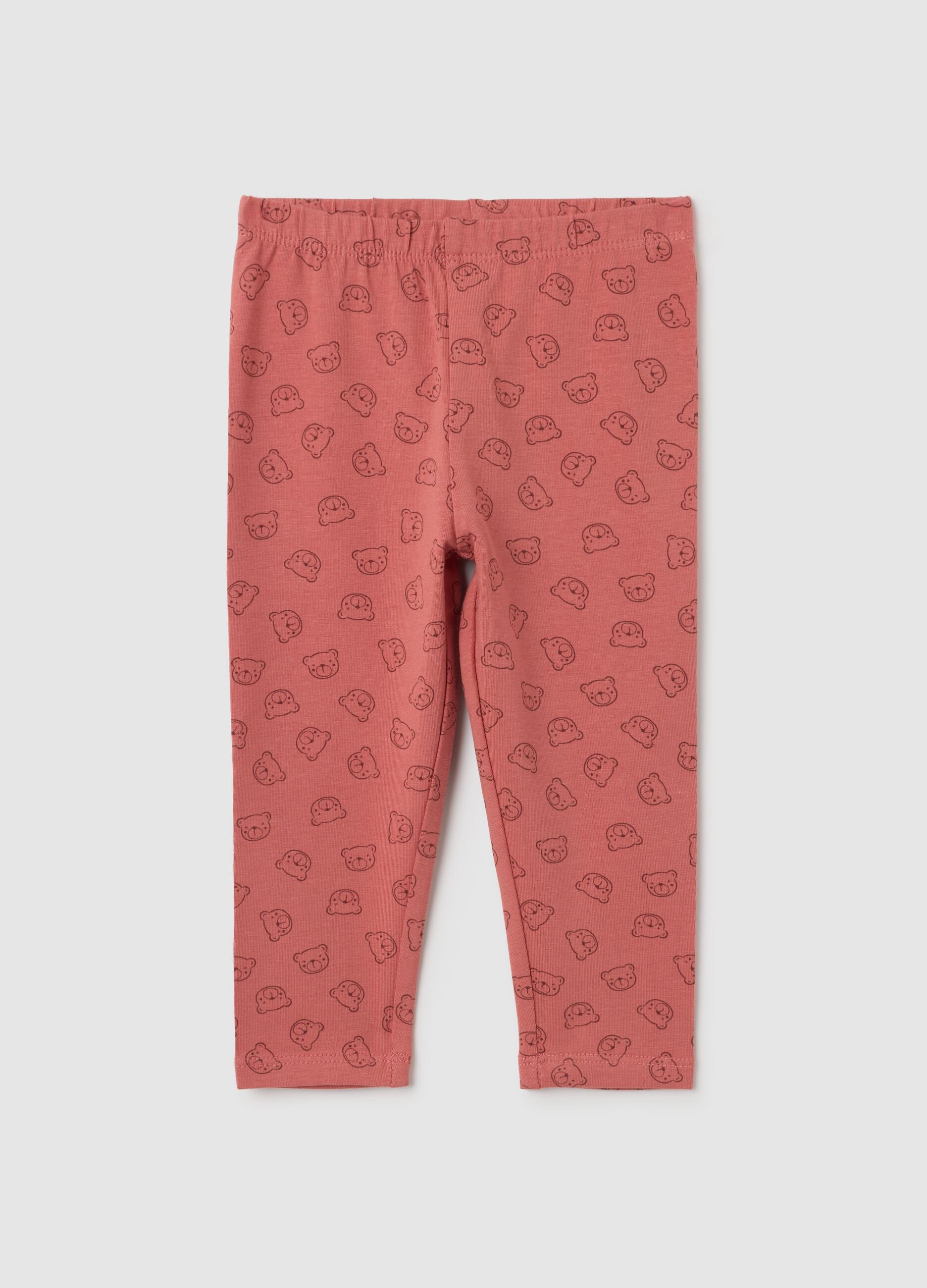 Leggings per bambine in cotone rosso elasticizzato