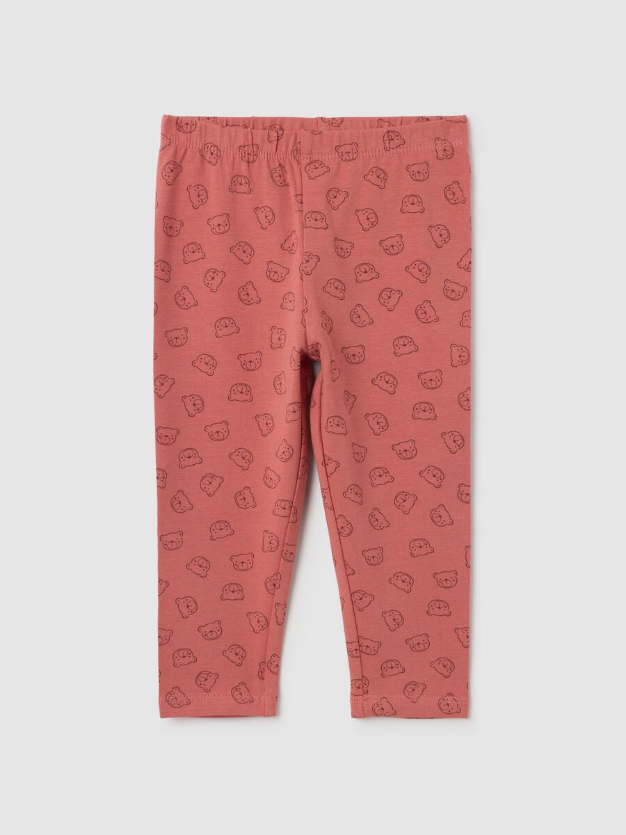 Leggings per bambine in cotone rosso elasticizzato_0