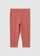 Elasticated red cotton leggings for girls_0