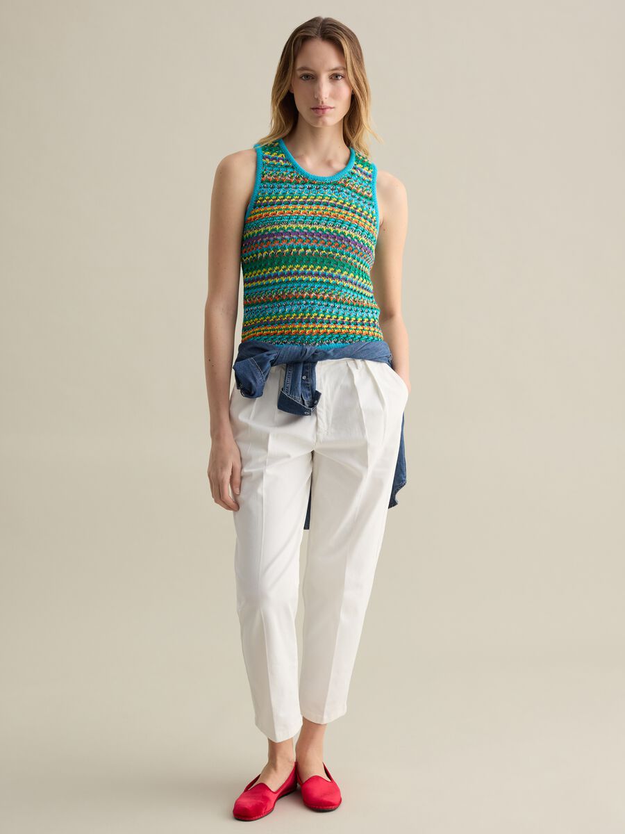 Crochet tank top in multicoloured knit_0