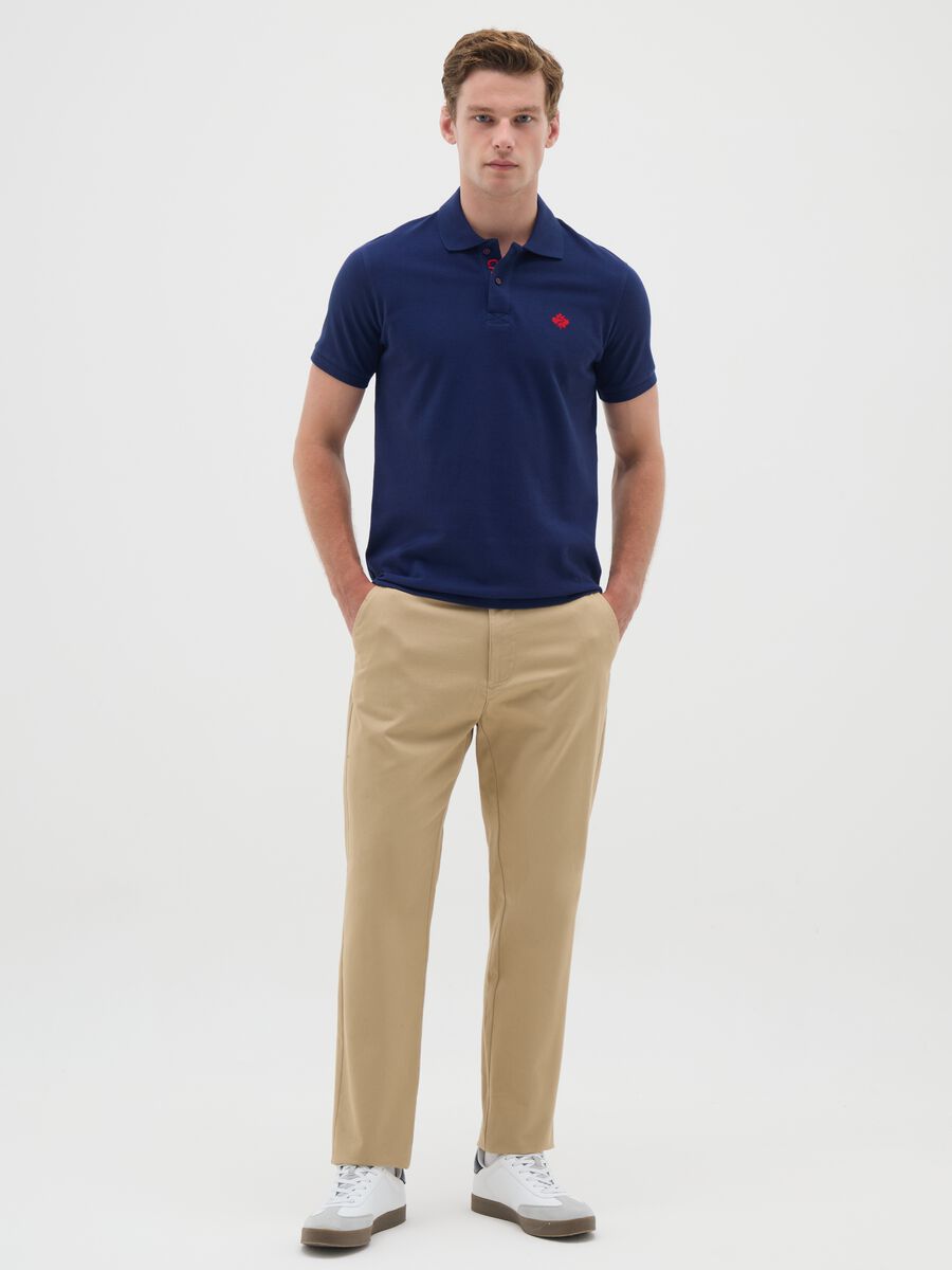 Polo da uomo in puro cotone blu regular fit_1
