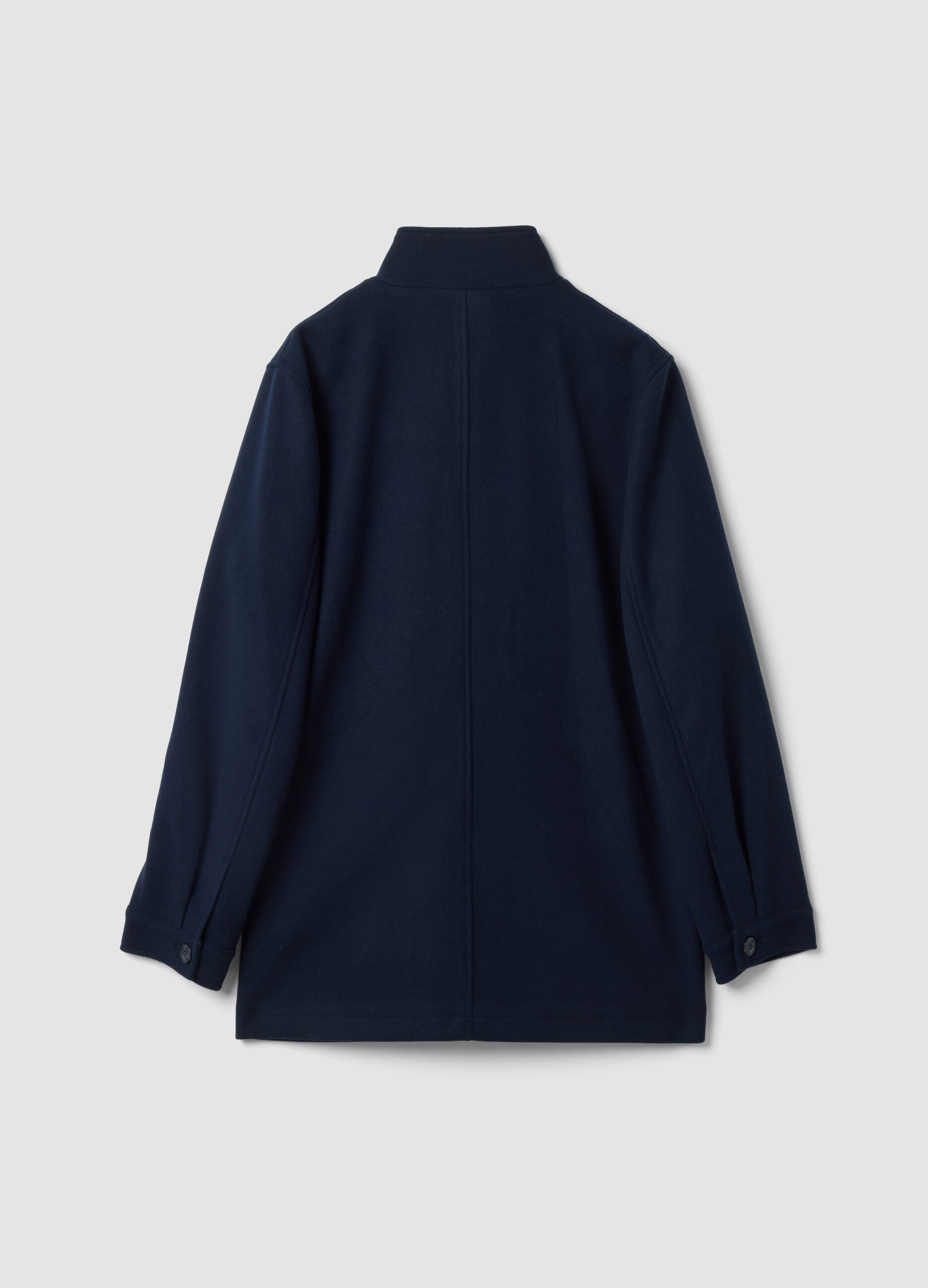 Navy regular-fit coat with concealed fastening