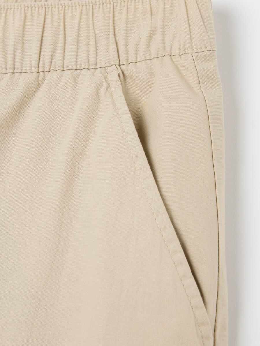 Women's beige stretch cotton trousers regular fit_1