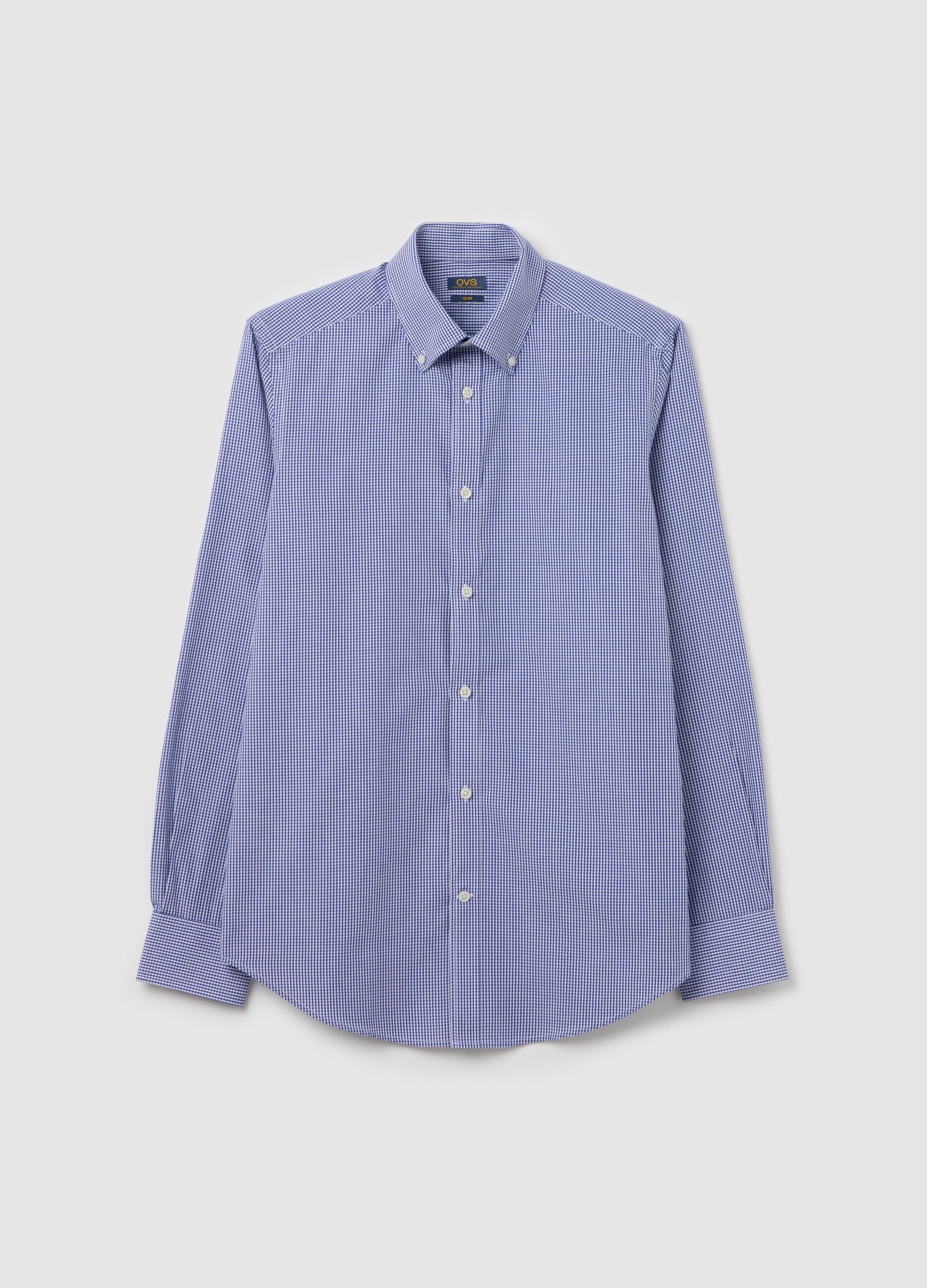 Slim-fit easy-iron shirt with micro check