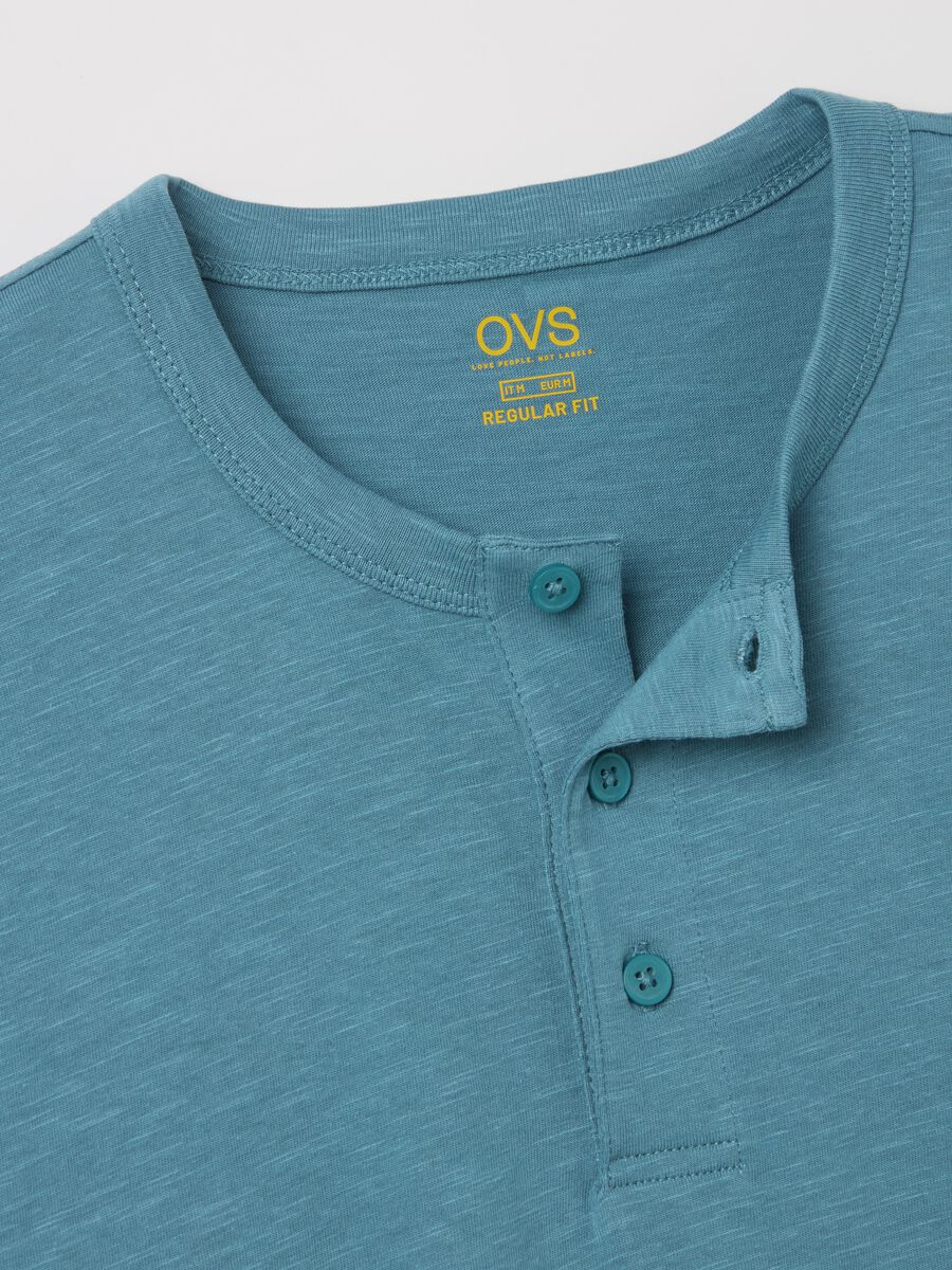 Cotton T-shirt with granddad neckline_5