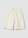 Shorts in puro cotone denim bianco wide leg_4