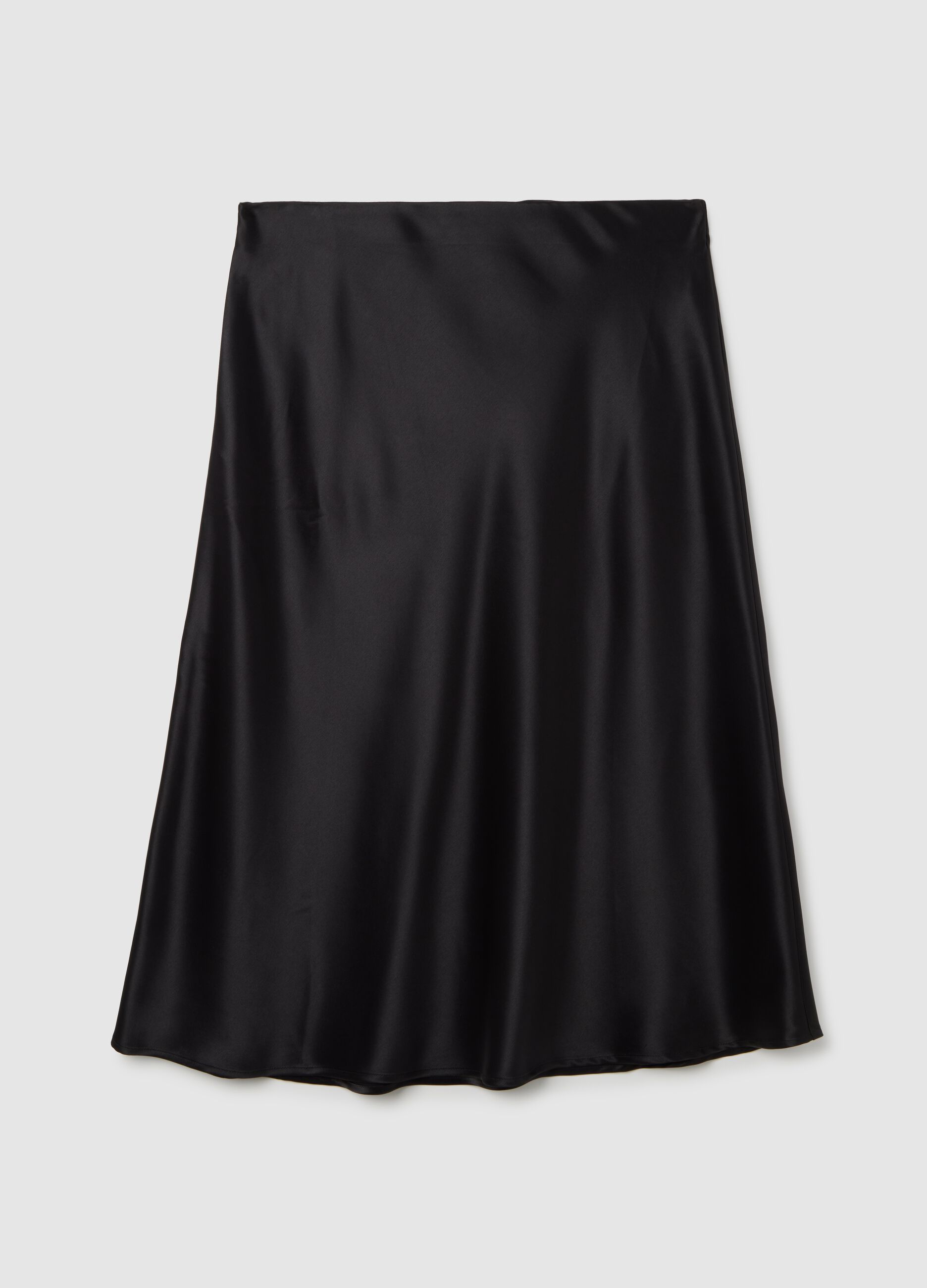 Black skirt in stretch satin fabric
