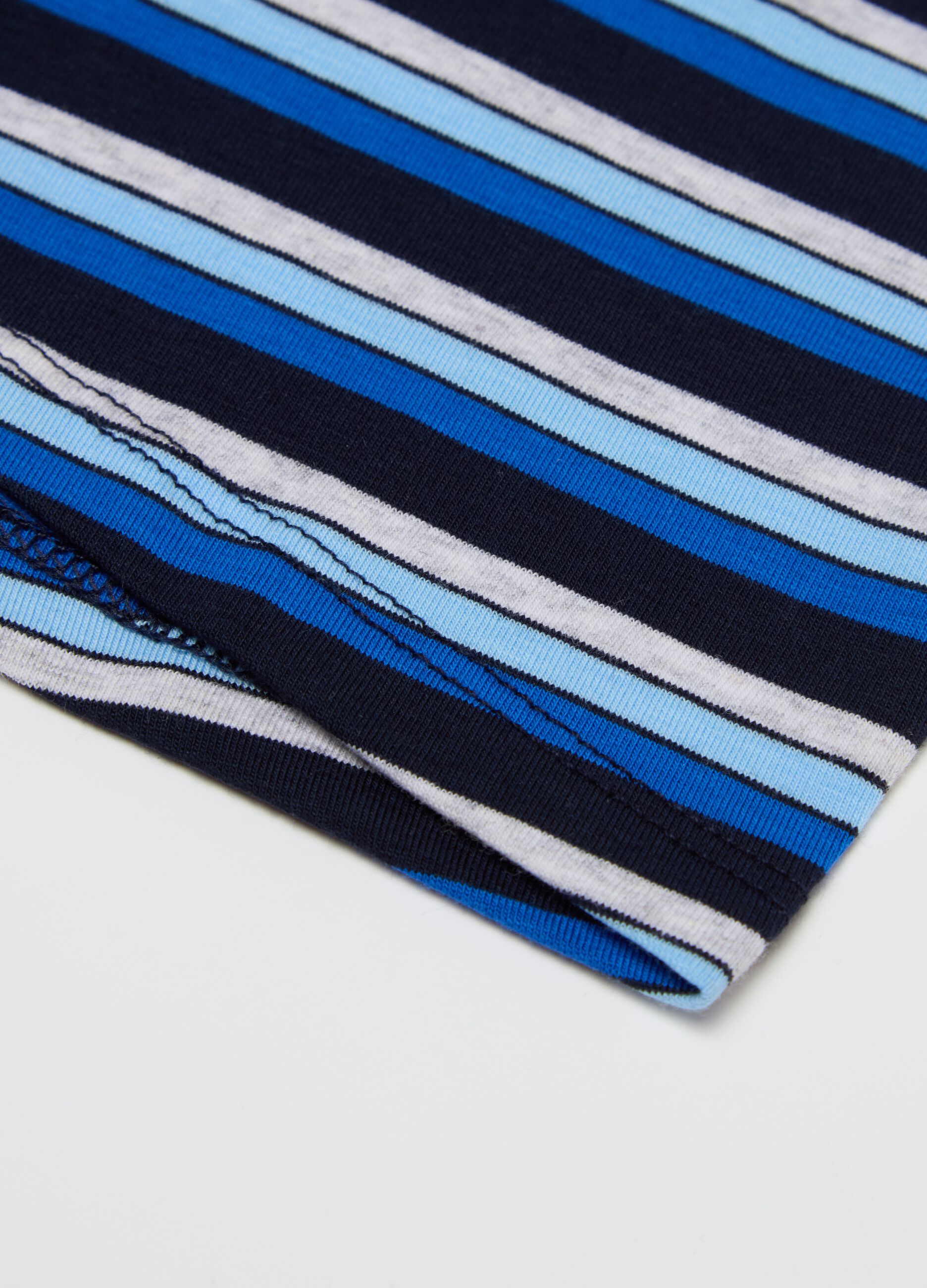 Stretch cotton boxer shorts with striped pattern