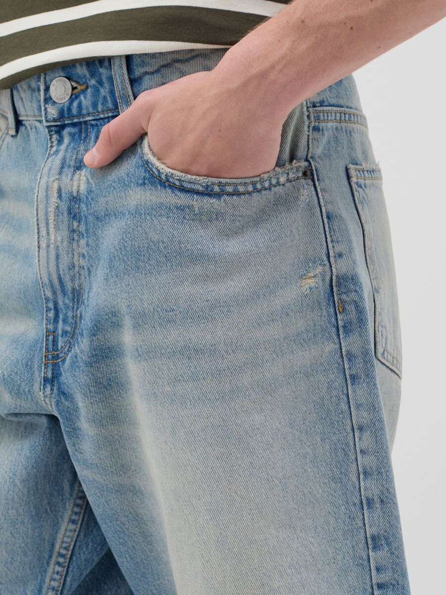 Blue denim shorts with ripped details_3