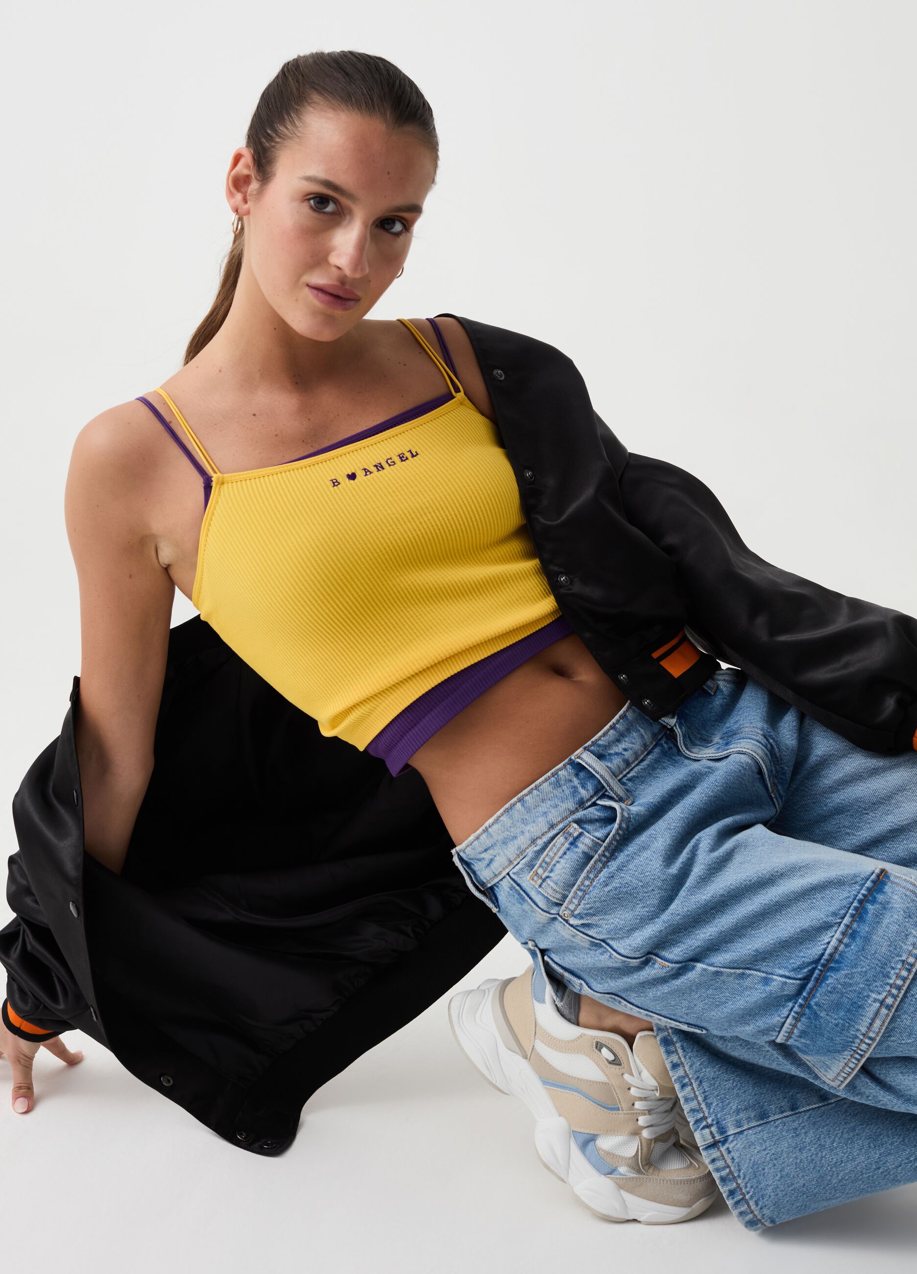 Ovs Crop top a costine seamless B.ANGEL X MARE FUORI