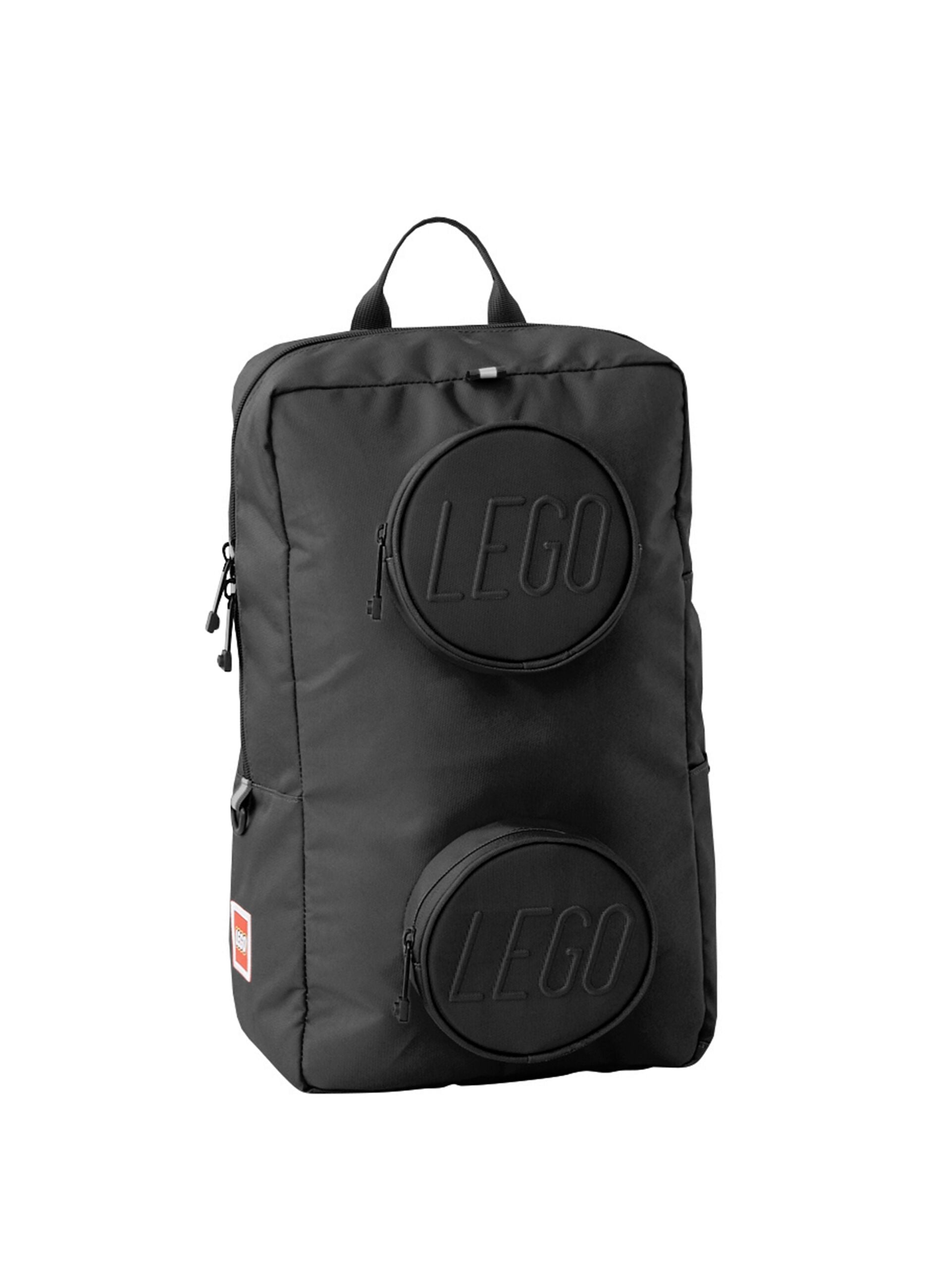 Zaino nero con tasche frontali rotonde